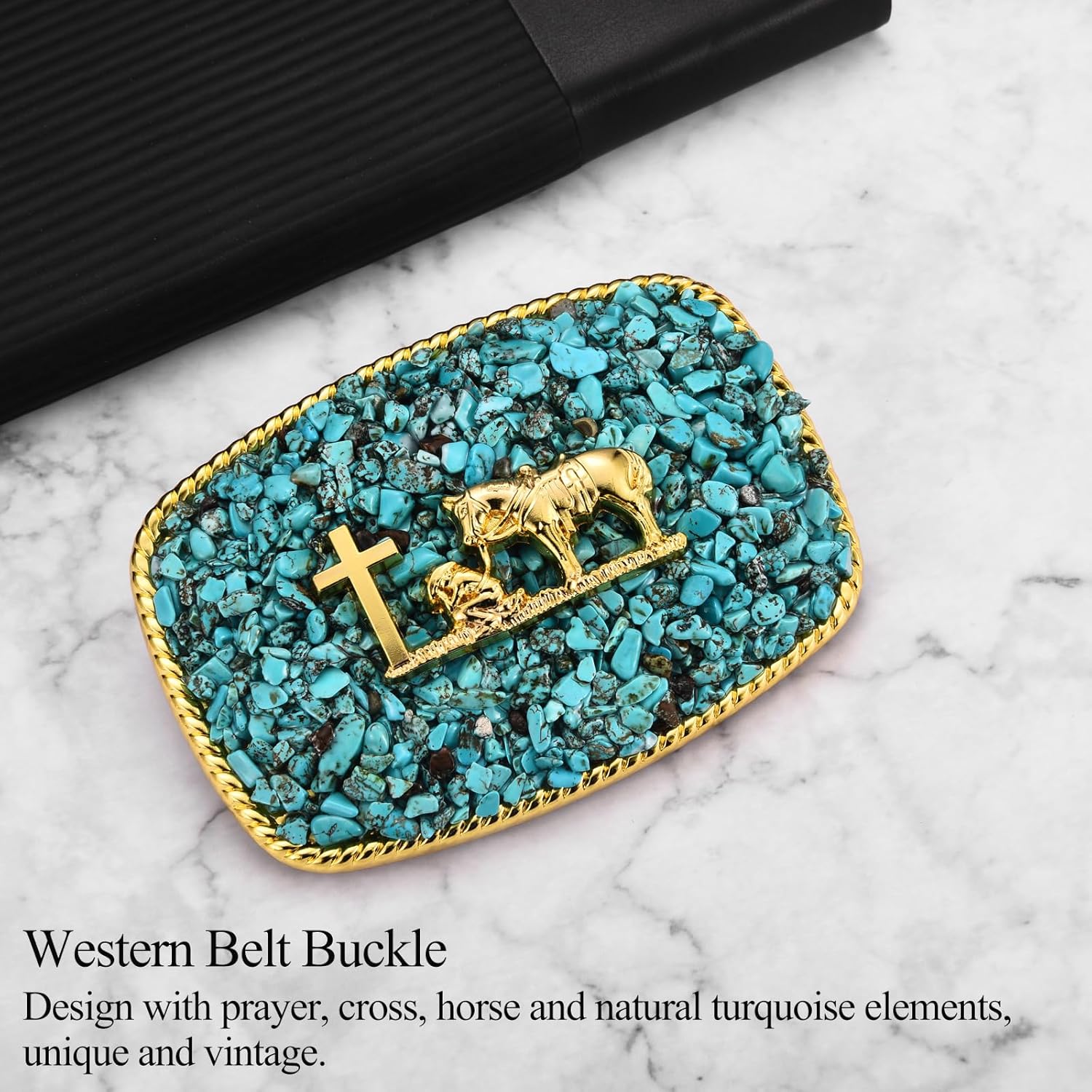 Vintage Turquoise Belt Buckle Women Men Western Cowgirl Cowboy Rodeo Bull Horse Cross Belt Buckles for Women - Image 6