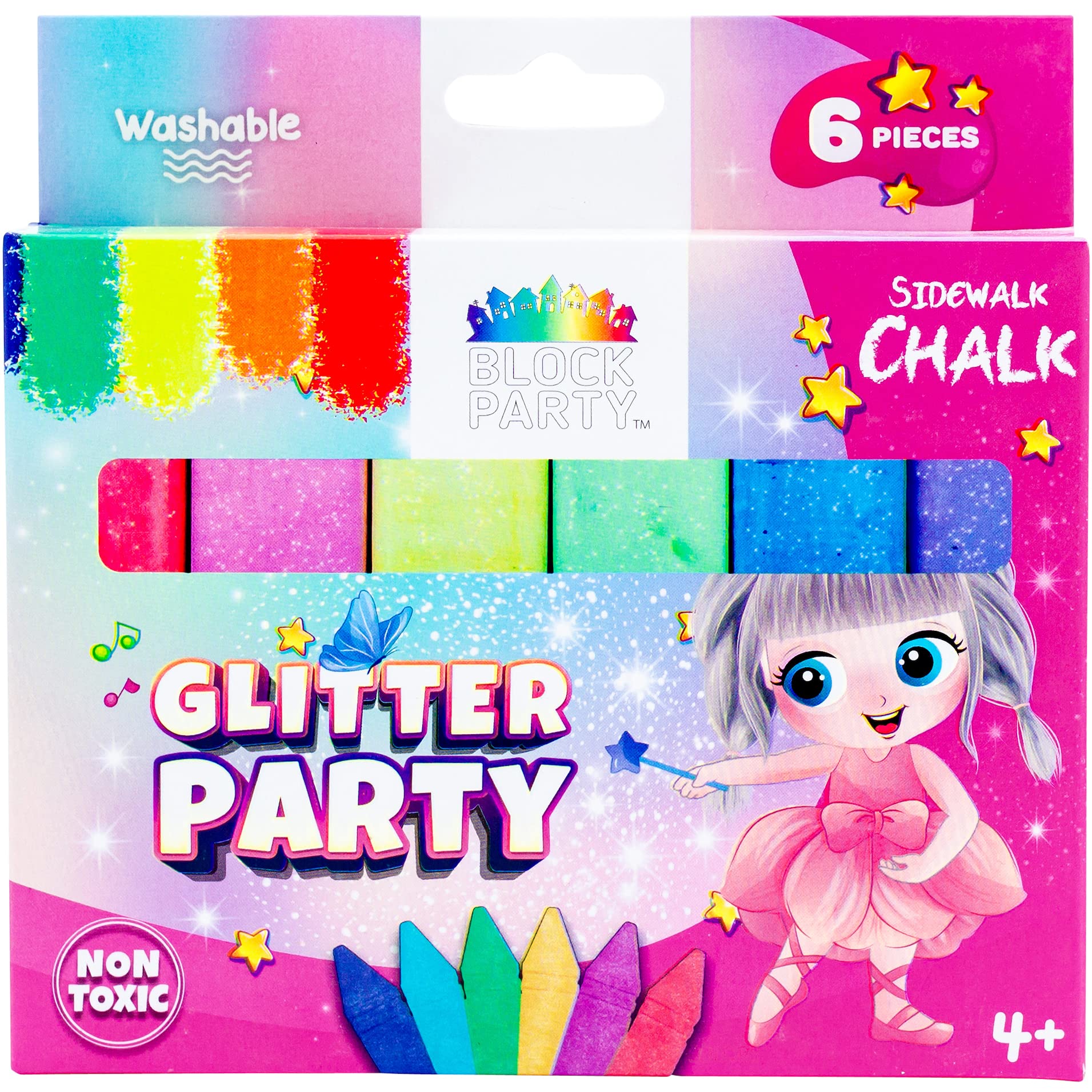 Buy Block Party Sidewalk Chalk 6Piece Glitter Chalk Set (1Pack) BIG