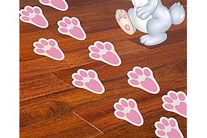 Springtime Delight: Decorate with 60 Removable Easter Bunny Paw Print Floor Decals