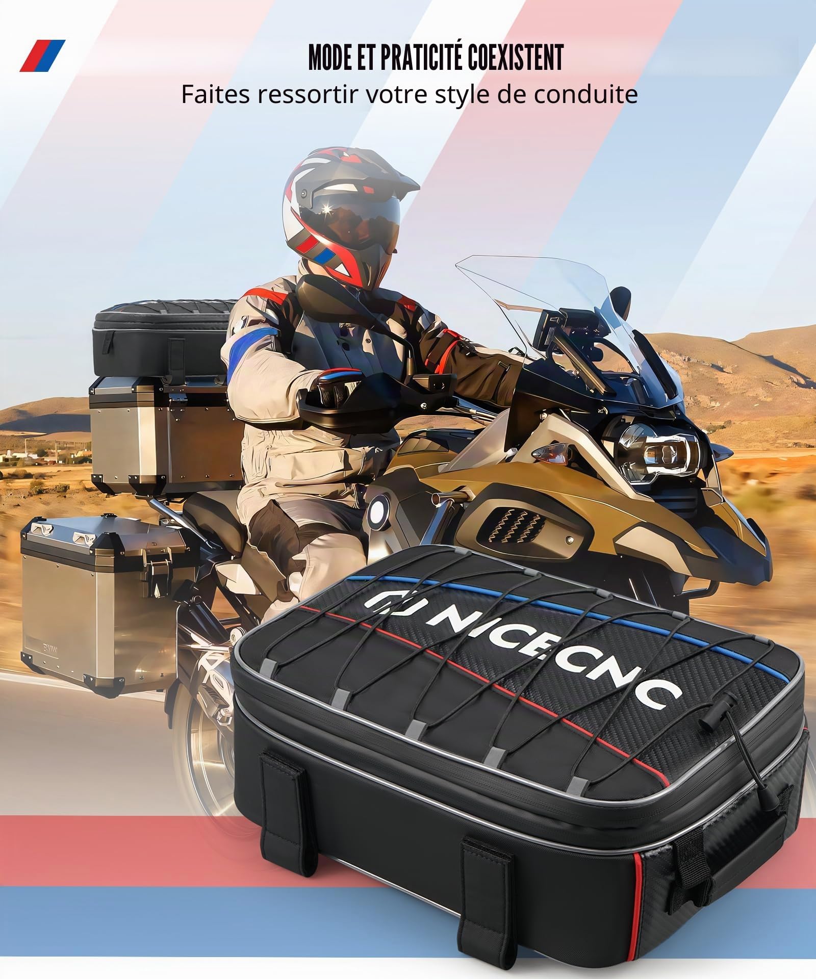 NICECNC Sacoche pour Moto 20L Extensible, Sacoche De Moto Multifonctionnelle avec Outils Compatible with BMW R1250gs R1200gs Adventure 2007-2013, R1200gs LC 2013-2017, F650 700 750 800 850gs,1pcs