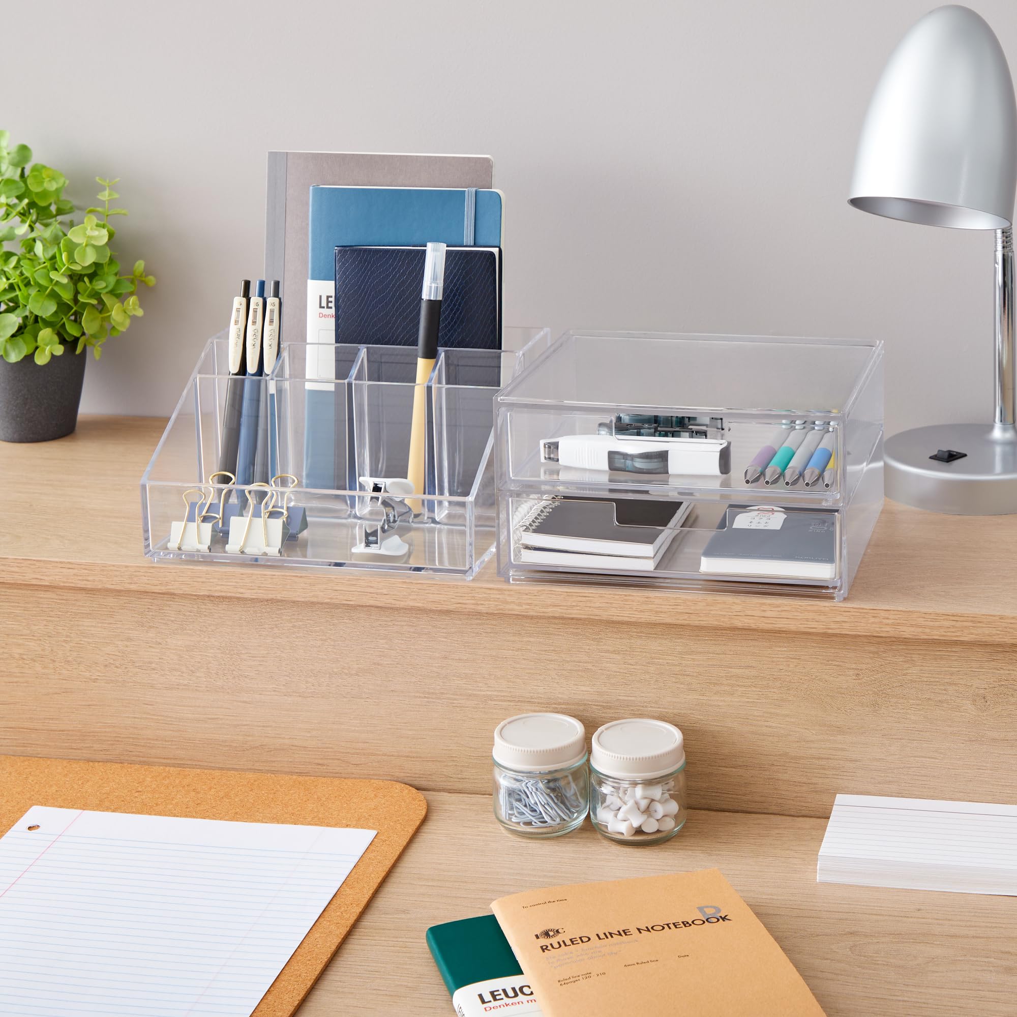 STORi Chloe - Set di organizer impilabili per trucchi e cassetti, in plastica trasparente, senza BPA, made in USA, per organizzare pennelli, cosmetici e prodotti di bellezza