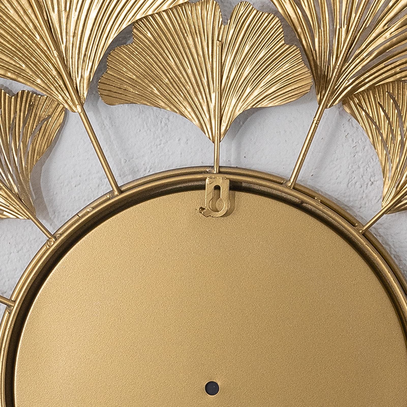 Sunburst Wandspiegel, Metall Ginkgo Blätter Dekorativer Wandspiegel, Runder Hängespiegel für Wanddekoration für Wohnzimmer, Schlafzimmer, Badezimmer