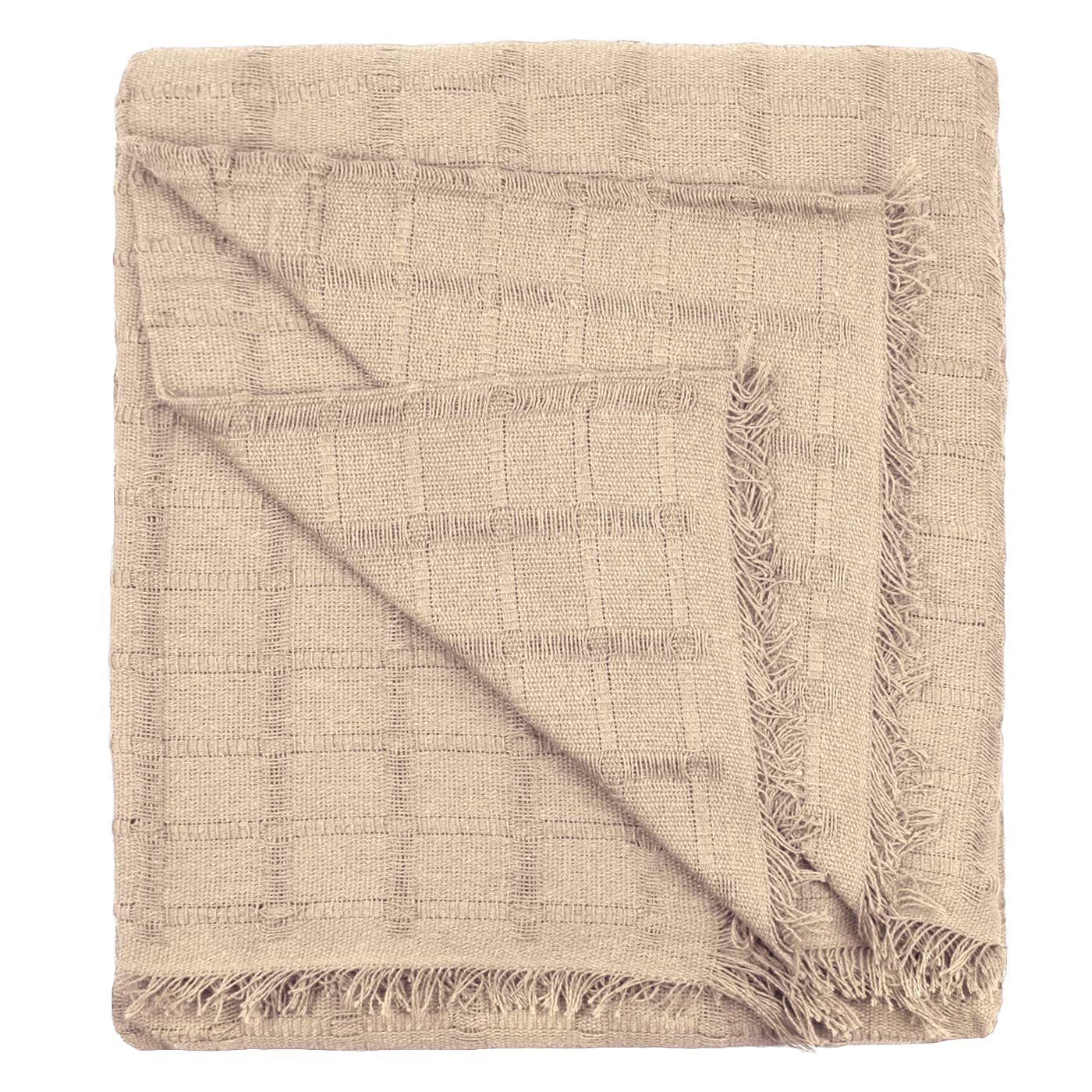HOME MERCURY - Colcha Multiusos Sofa, Cubrecama, Jarapas, Manta Foulard, Plaid para Cama, Cubresofa, Cómoda Practica y Suave. Poliéster Algodón. (230X260CM, Cuadro Camel)