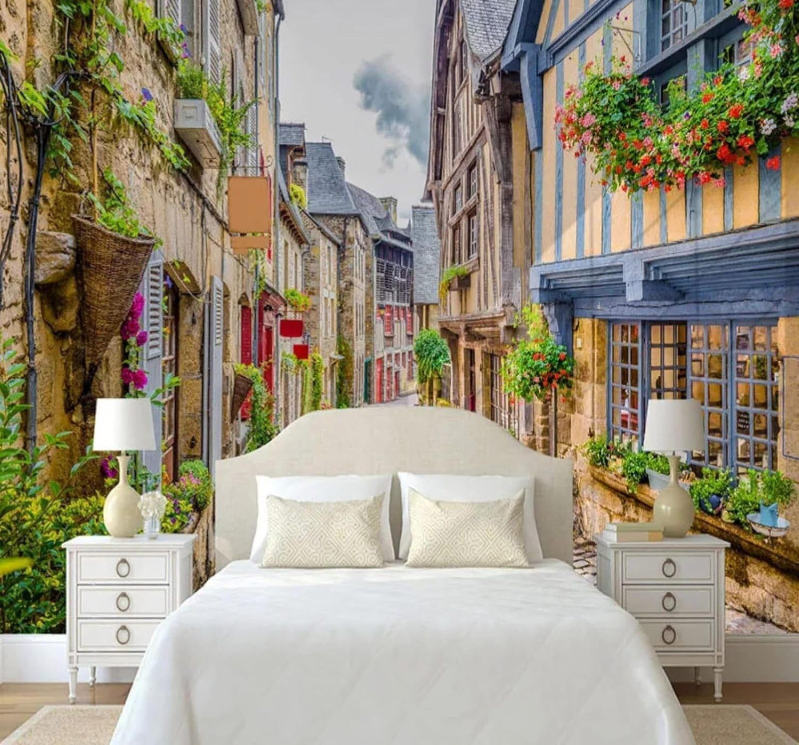 XLMING Retro Urban Architecture Street Scenes Restaurants Cafés 3D Wallpaper Luxury Home Dining Decor Paste Sofa Living Room The Wall for Bedroom Mural-250cm×170cm