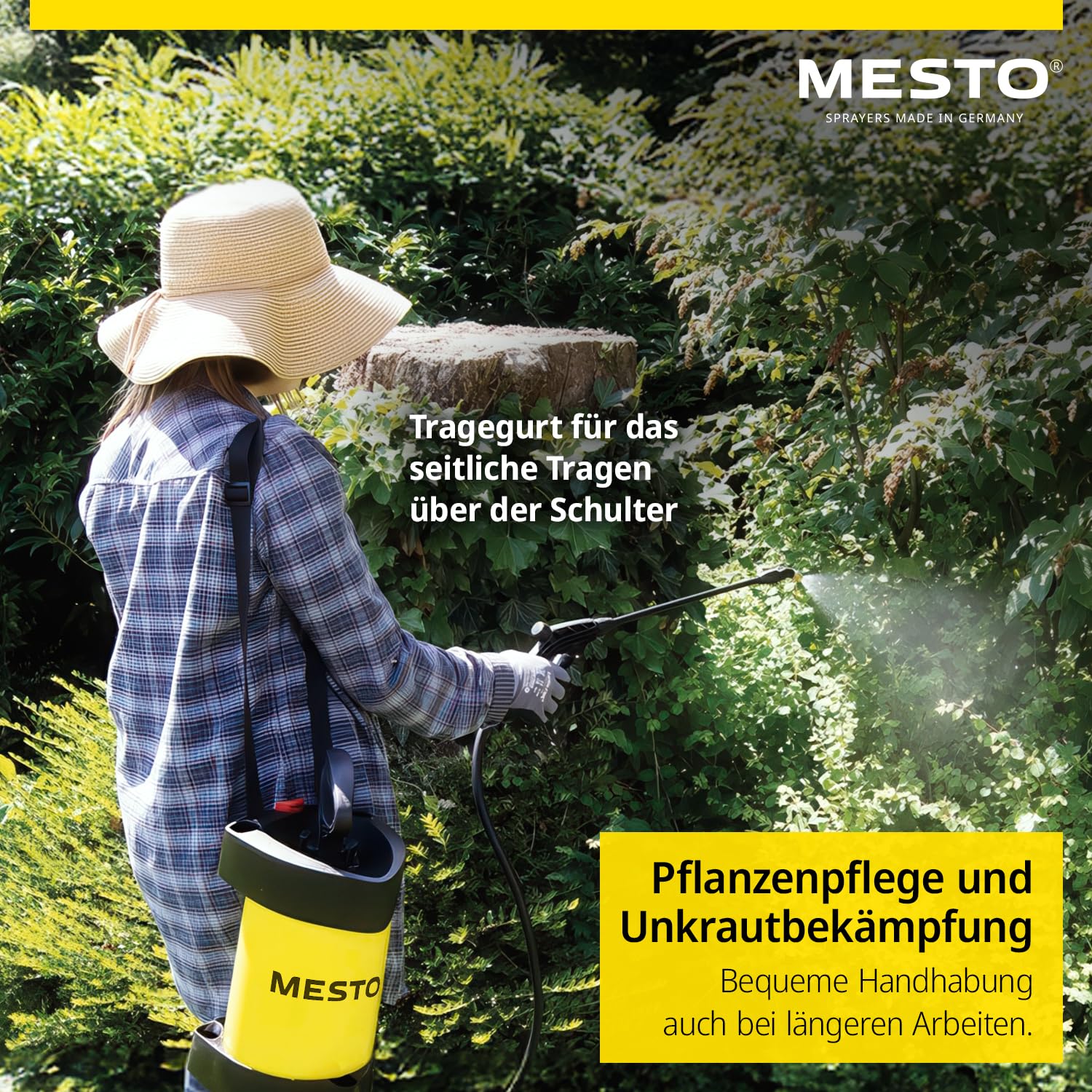 Mesto Flori COMPACT Drucksprühgerät 3L Set inkl. Spritzschirm rund | Drucksprüher 3 bar | Sprühflasche für Haus & Garten | Pumpsprühflasche für Pflanzen | Unkrautvernichter & Pflanzenschutz