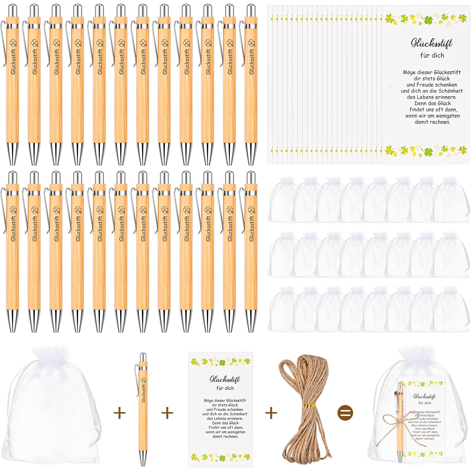 Gigmeta 24 Stück Glücksstift Kugelschreiber Geschenke Set, Dankeschön Geschenke, Abschiedsgeschenk Kollegen, Kleine Geschenke für Kollegen, Arbeitskollegin Geschenk, Danke Erzieherin Geschenk