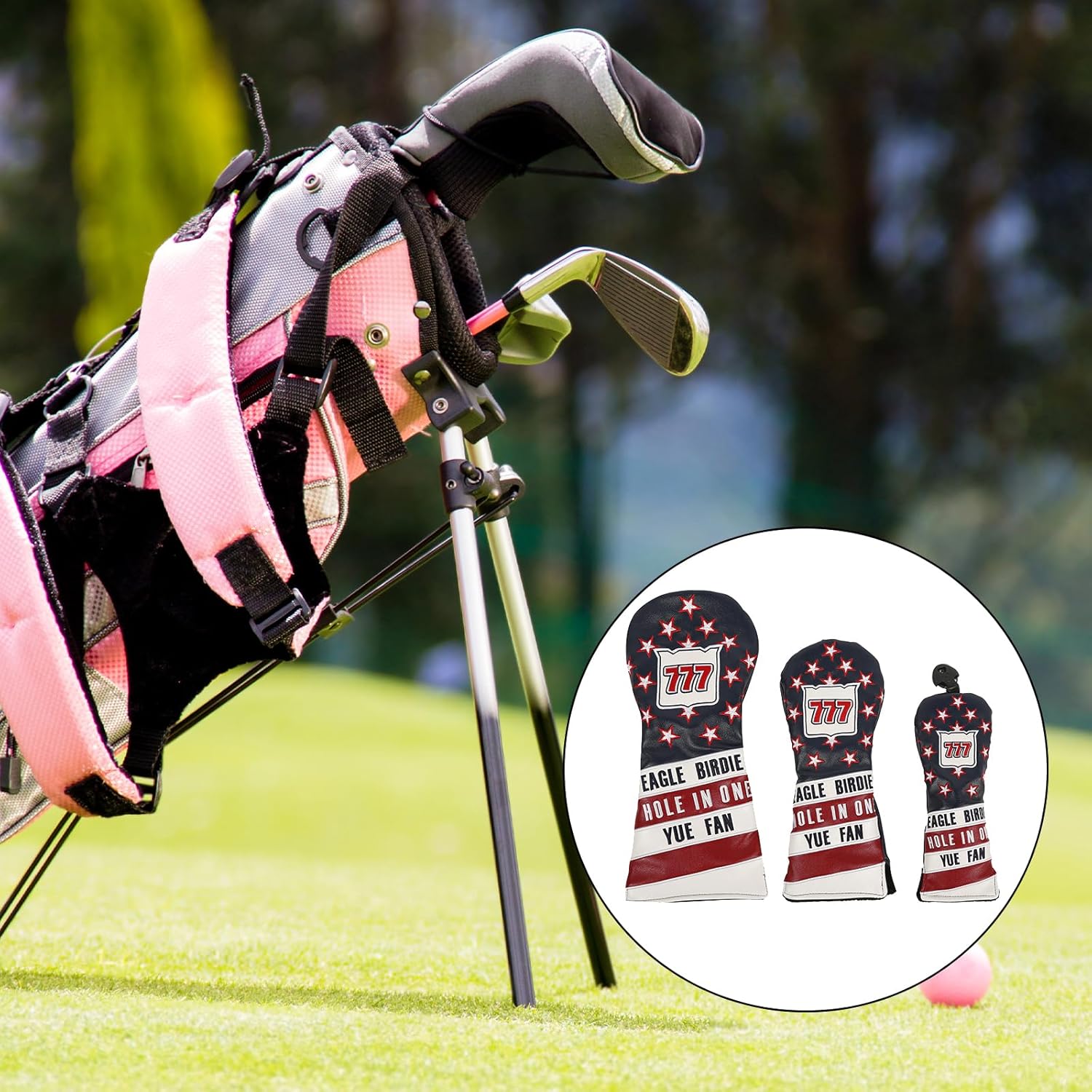 3Pcs Star Pattern Wood Head Covers PU Leather Golfs Club Golfs Driver Hybrids PU Leather Golfs Club Head Covers