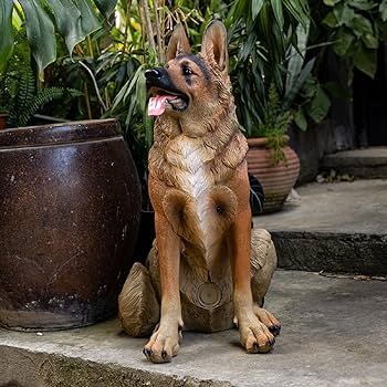 Amazon.co.jp: 庭の動物の像、シミュレーションジャーマンシェパード犬
