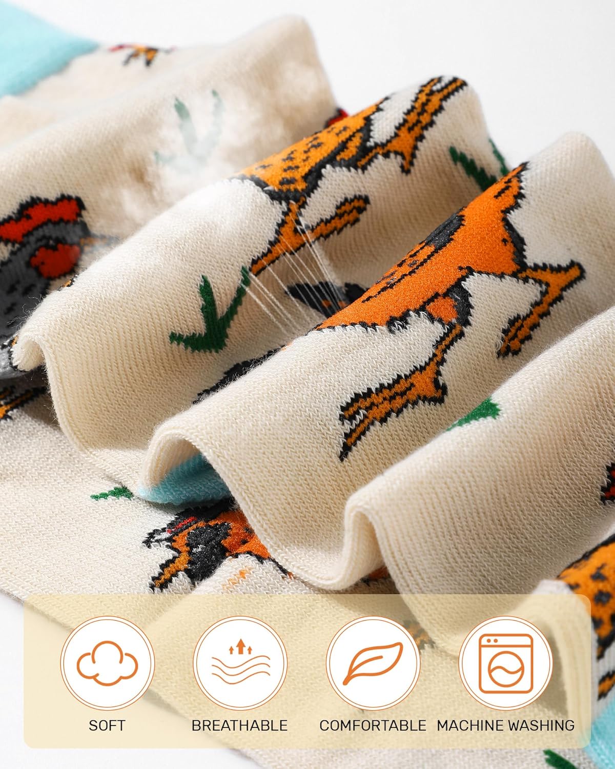 6 Pairs Fun Animal Socks Women Cute Novelty Crew Animal Lovers Socks for Birthday Spring Easter Gifts - Image 4