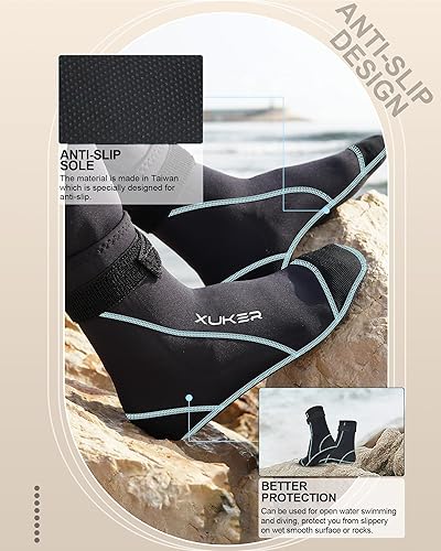 Miniatura 8 de XUKER Calcetines de agua de neopreno de 0.118 in, calcetines de voleibol de playa a prueba de arena, zapatos de agua, botas de buceo para deportes