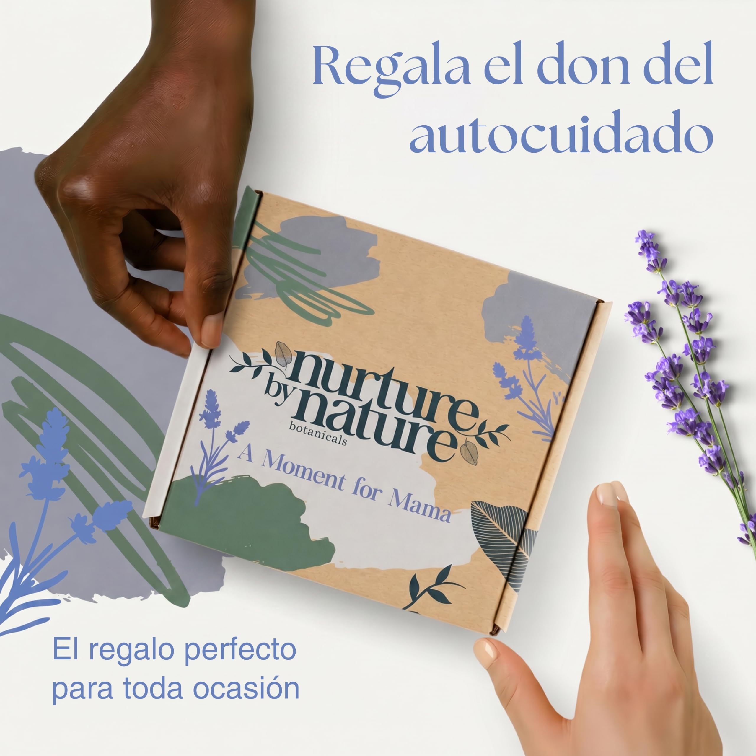 Nurture by Nature Regalos para mamá Manteca corporal Aceite de ducha Roll-on aceite esencial Sales de baño Epsom Máscara de seda para ojos Embarazo