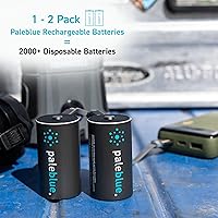 Vista 4 de Paleblue - Baterías D recargables con cargador USB de iones de litio de 1.5 V 5000 mAh, se cargan menos de 6.9 horas, más de 1000 ciclos, cable