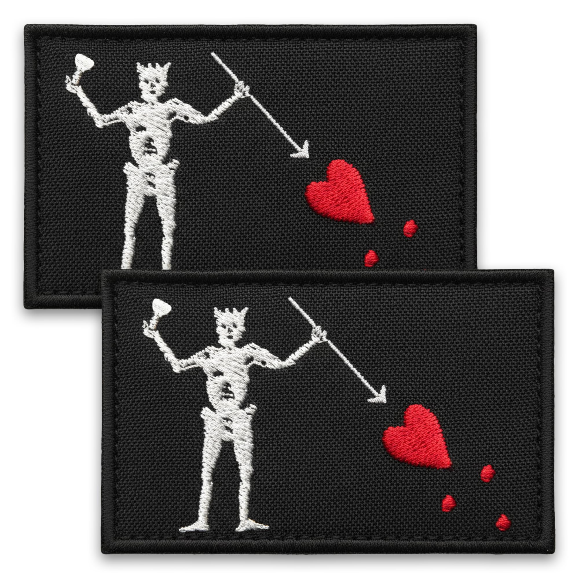Bluyellow Blackbeard Edward Teach Patch 2 Pack (3x2 Inch) Embroidered Pirate Flag Morale Patches, Hook & Loop Tactical Patches for Backpack Vest Plate Carrier Hat Military Helmet