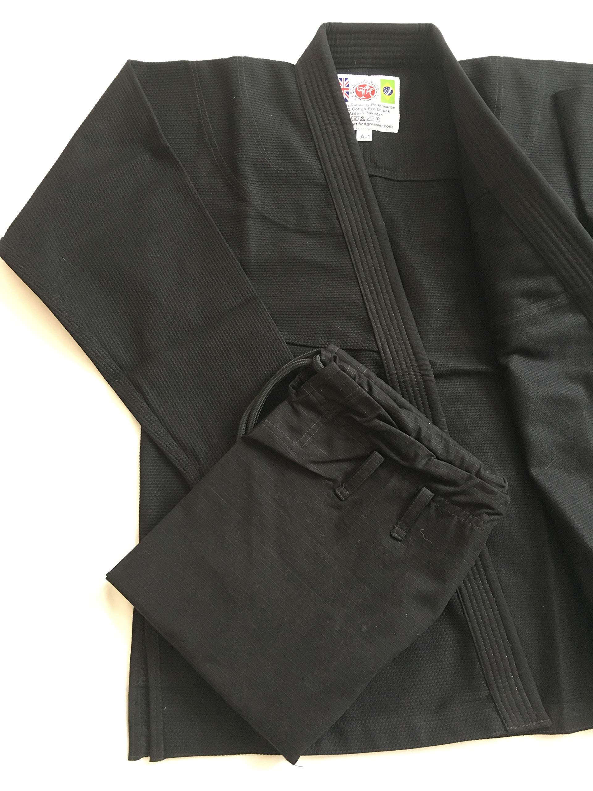 BJJ Gi Black - Tejido de perlas de Jiu Jitsu, color negro