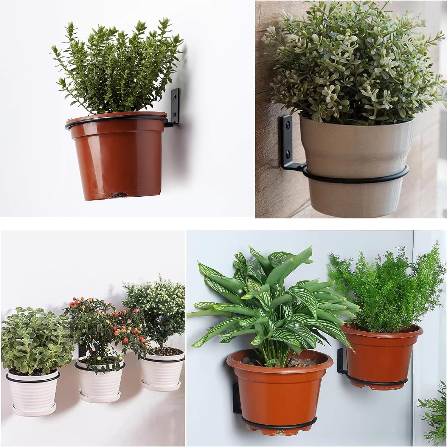 6 Supporti Per Vasi Da Parete In Metallo 15,2 Cm – Pieghevoli, Con Viti, Per Fioriere, Interni Ed Esterni, Balcone E Giardino - 6