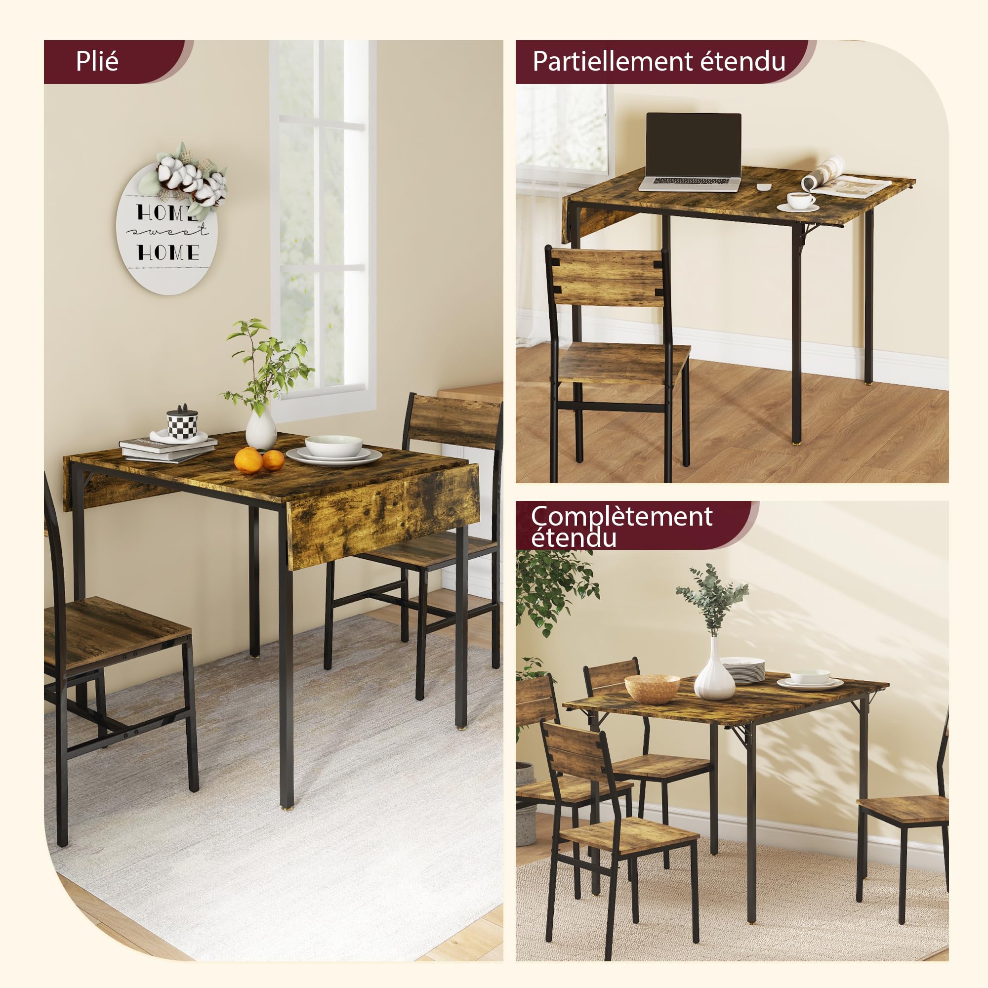 HOMCOM Vierkante Eettafel Keukentafel Glazen Tafel, Glasblad, Compact Ontwerp, Grijs