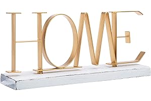 MyGift 12-inch Metal and Wood Decorative Home Sign Tabletop Decor with Whitewashed...