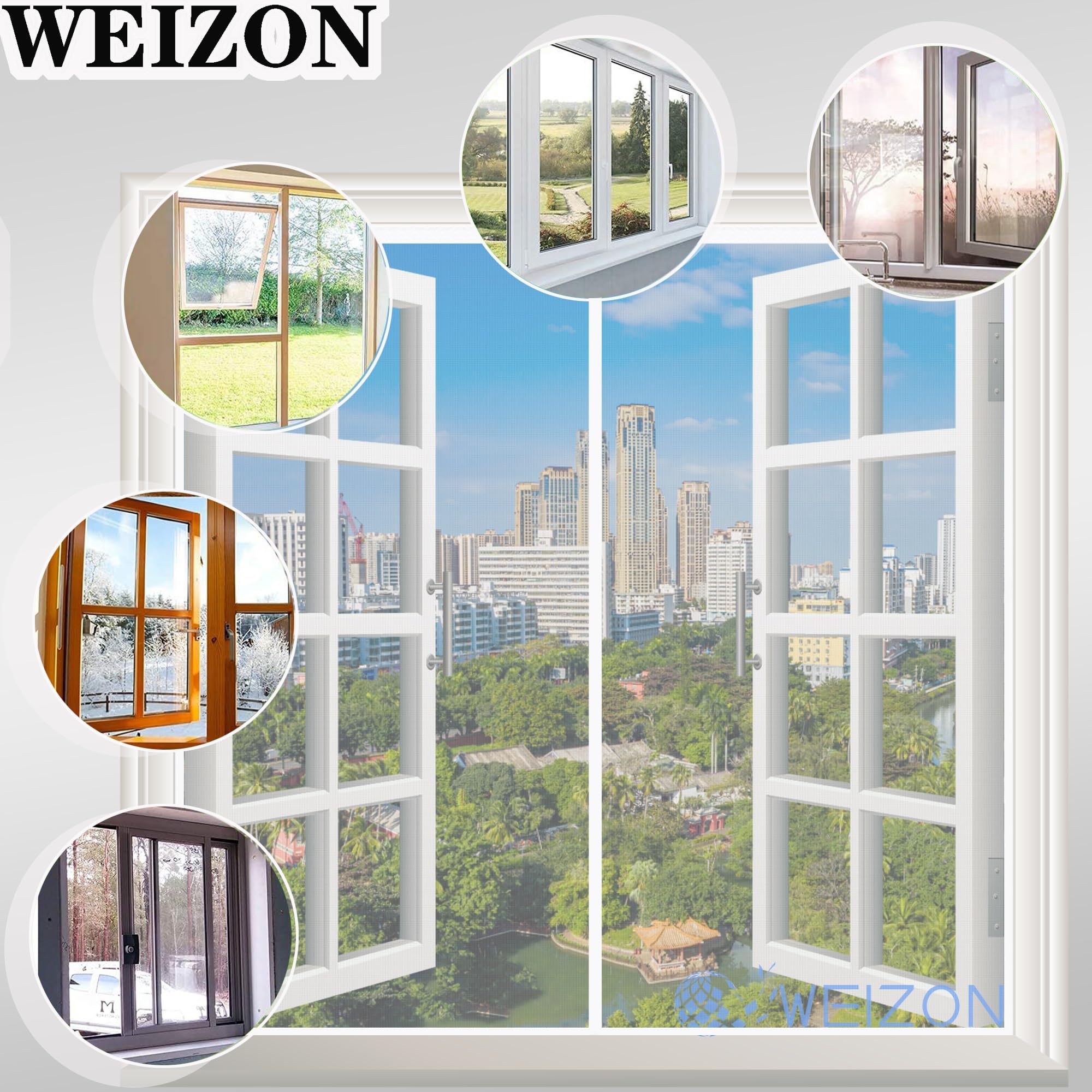 Magnetyczne drzwi ekranowe 140x145cm Biały Samouszczelniająca siateczkowa kurtyna o dużej wytrzymałości Bezdotykowa siatkowa przegroda chroni przed błędami bez wiercenia