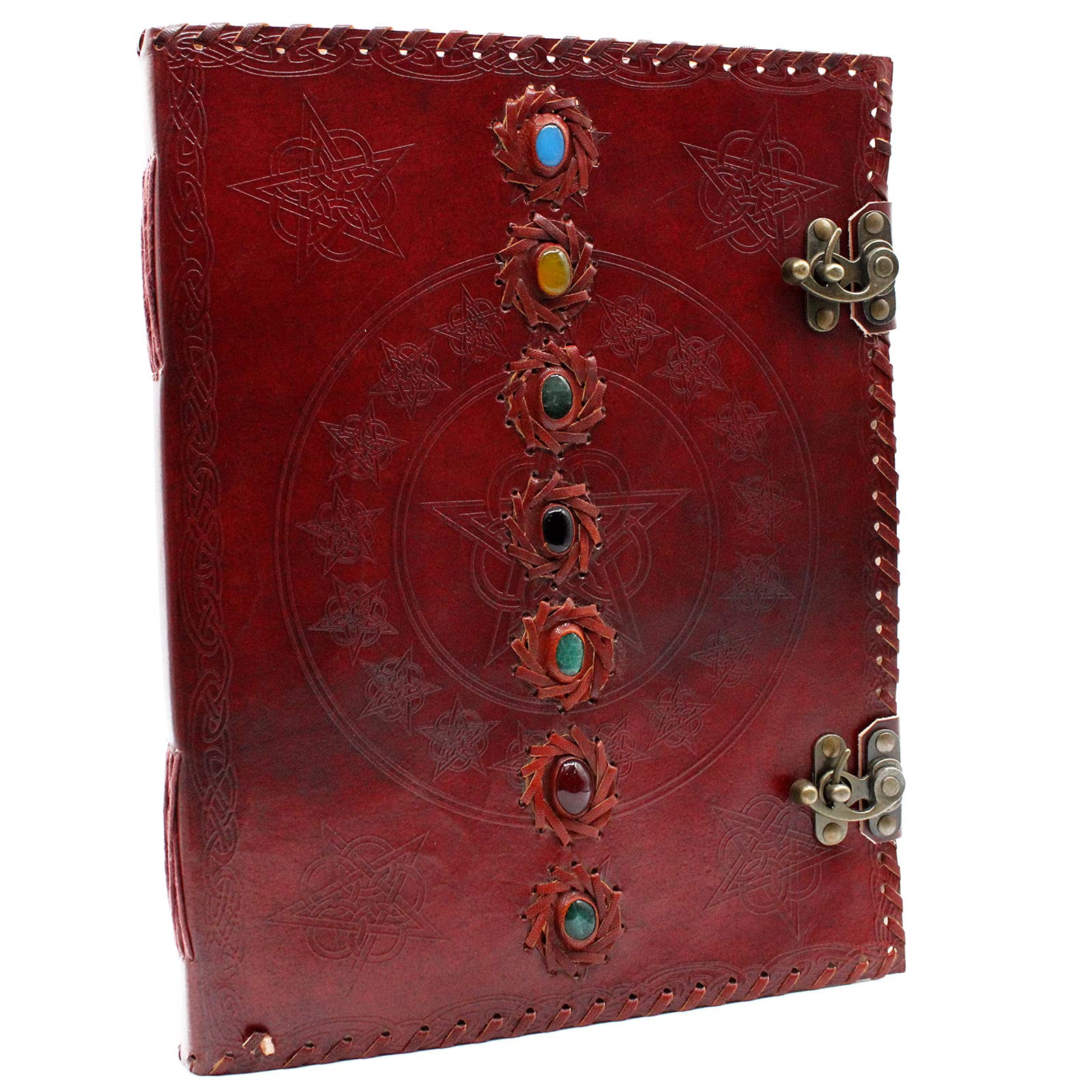 Grand livre en cuir 7 chakras cadeau spirituel original pour anniversaire et fete