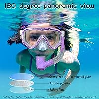 Vista 4 de Seago Kids Swim Goggles Snorkel Diving Mask for Youth(5-15), Anti-Fog 180° Clear View