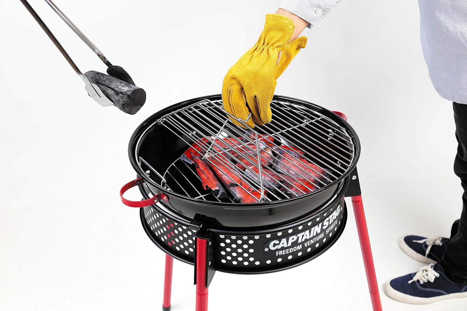 Captain Stag UG-60 Barbecue Stove, Grill, Bonfire Stand, Smoke Compatible, Hooded, 3-in-1, American Easy Grill, Type II, Storage Bag and Vent Included