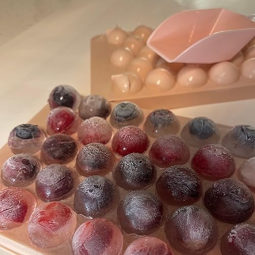 Miniatura 5 de Bandejas redondas para cubitos de hielo, molde para hacer bolas de hielo para congelador, 66 bolas de hielo (1 pulgada) para bebidas de café helado,