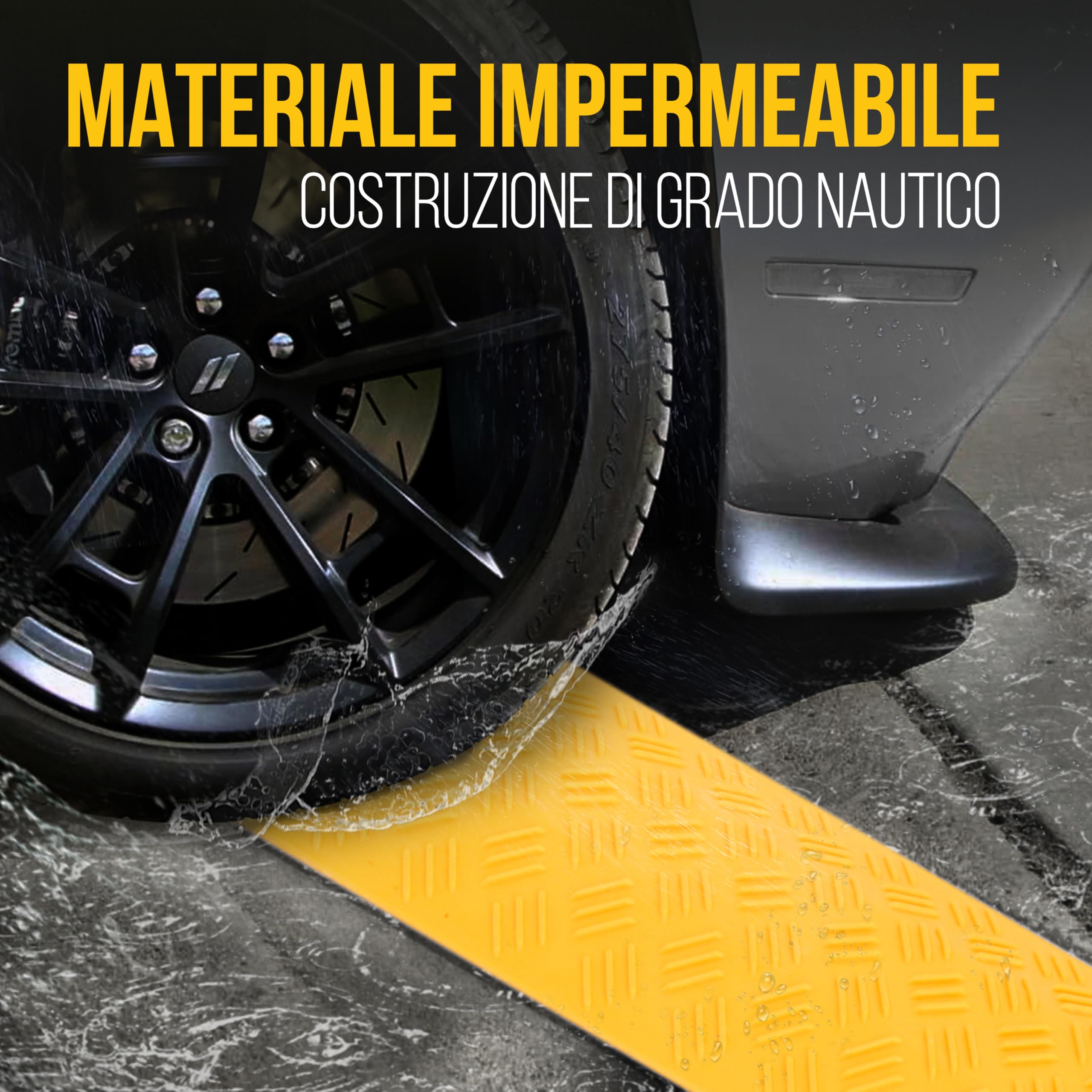 Pyle Rampa Auto Robusta in Gomma, Rampe per Auto e Canalina Passacavi Calpestabile, Portata 900 kg, Protezione Passacavi per Interni ed Esterni