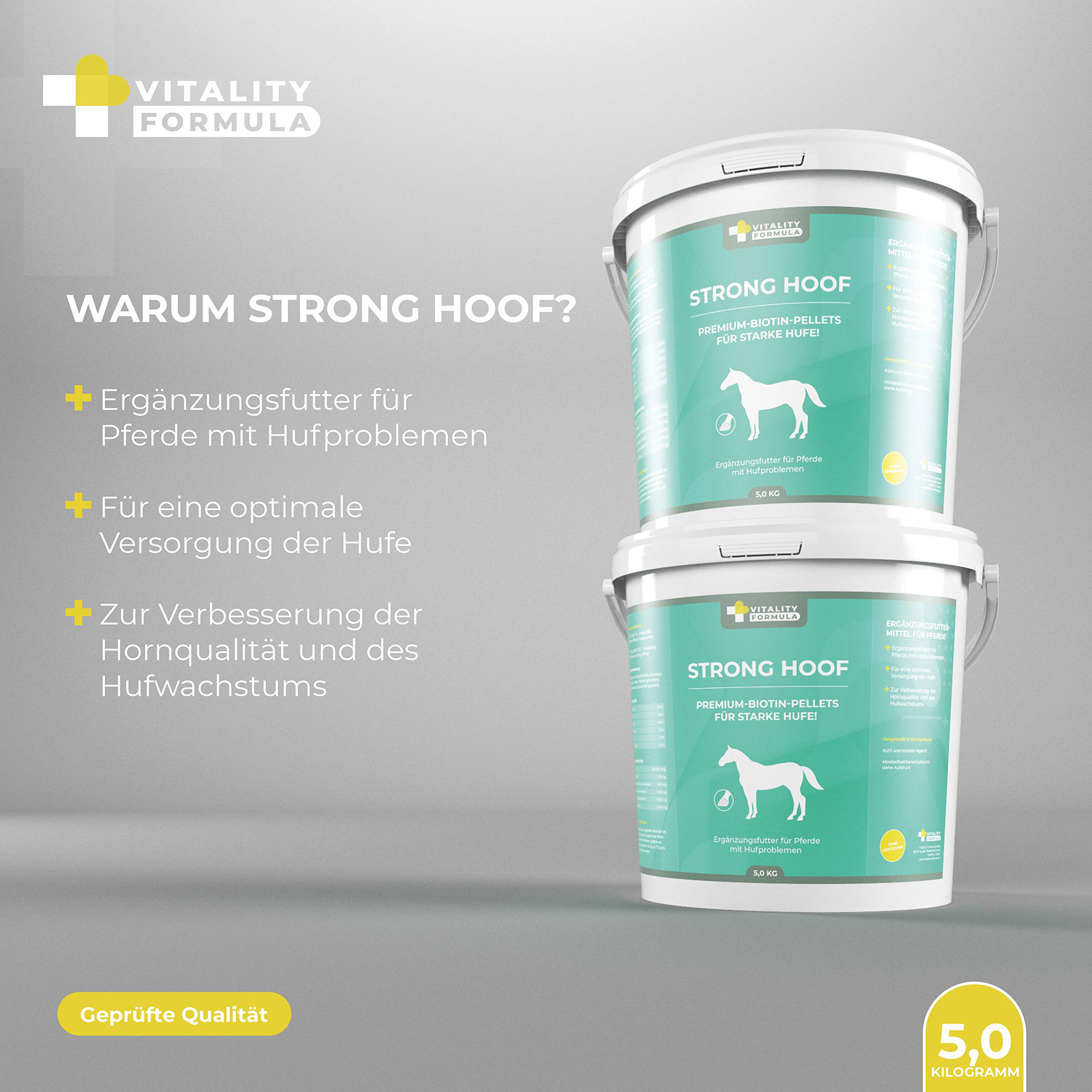 Flex Strong Hoof 5 kg Eimer Premium Ergänzungsfuttermittel für Pferde | Biotin-Pellets mit Zink, Kupfer und Vitaminen zur Nahrungsergänzung | bei Hufproblemen | besseres Hufwachstum