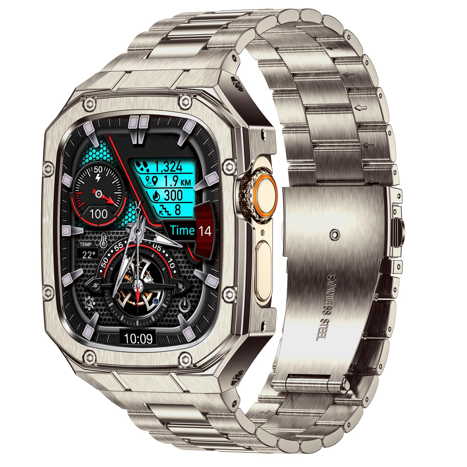 Stainless Steel Watch Band with Case Compatible with Apple Watch Ultra 49mm