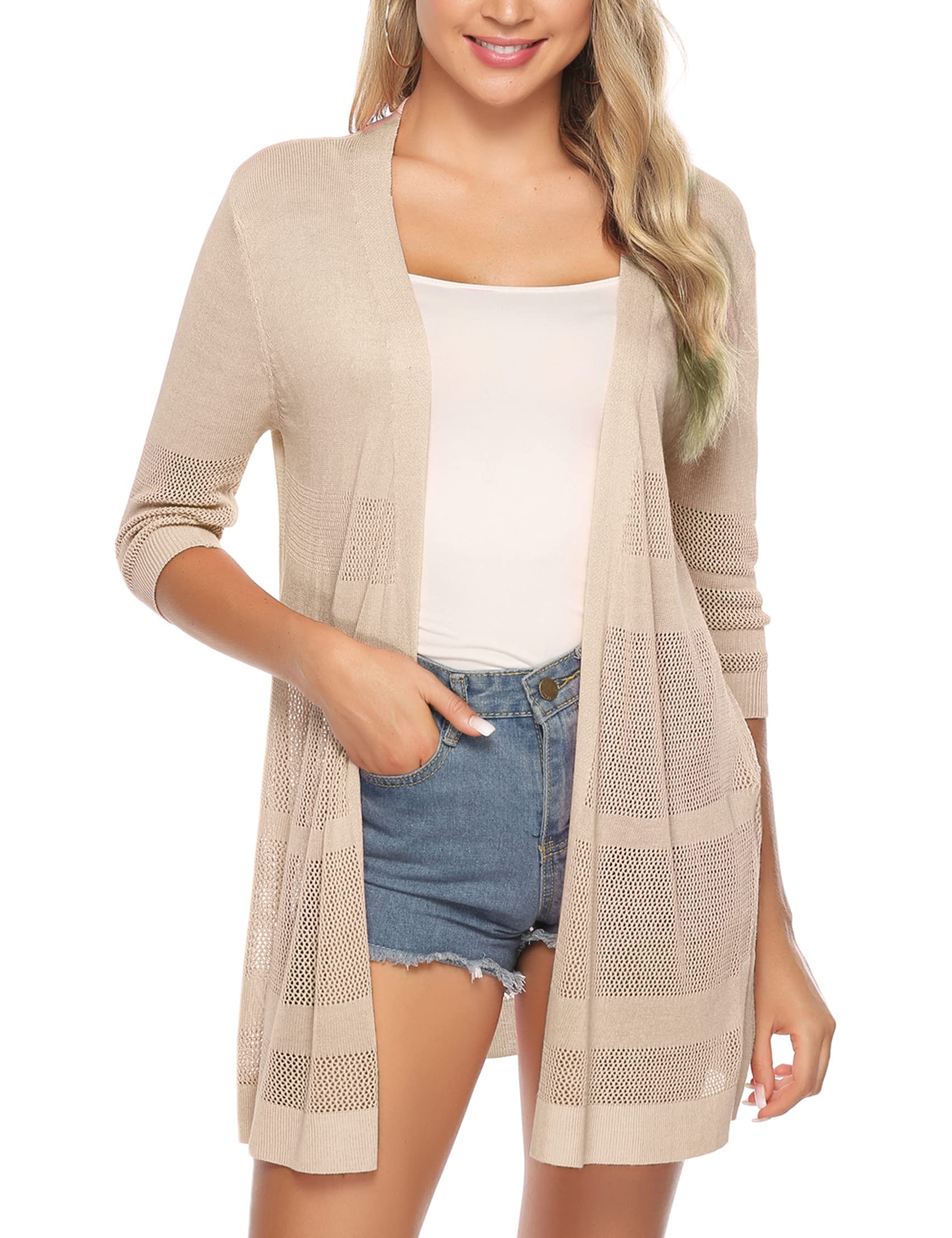 Sykooria Cárdigan Mujer Largo Manga Larga Chaqueta de Punto Mujer Elegante Cardigan Chaleco Mujer Casual para Primavera Verano Otoño Invierno