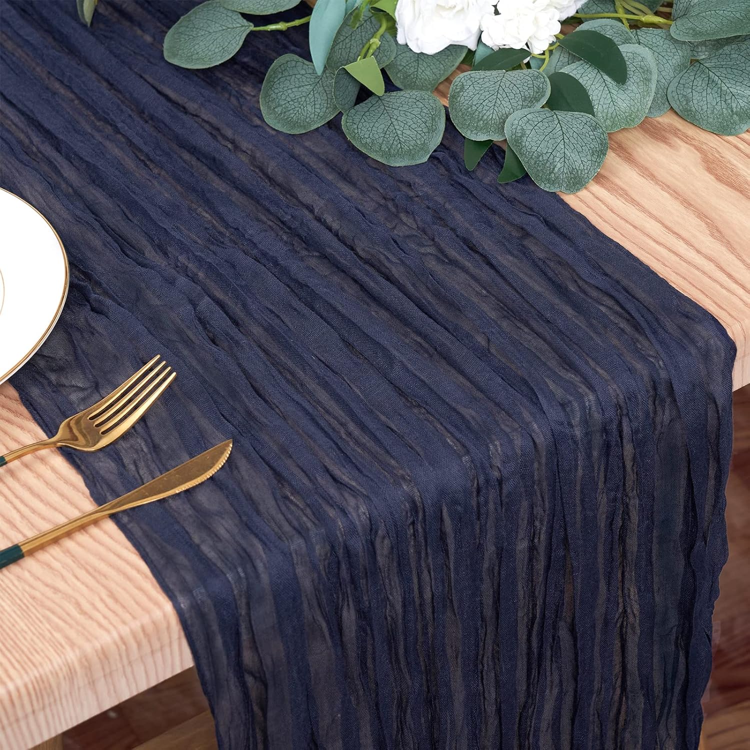 6 Pack Navy Blue Cheesecloth Table Runner 13Ft Boho Gauze