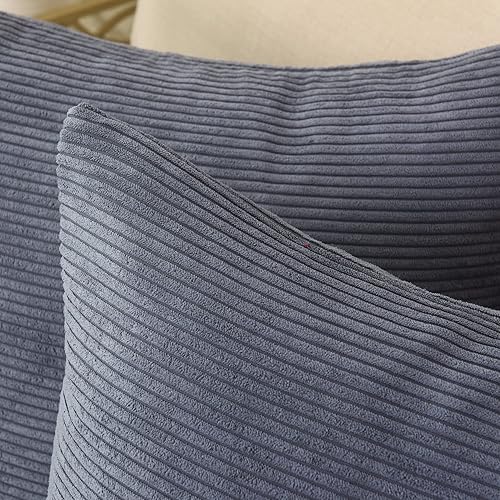 Miniatura 3 de Juego de 2 fundas de almohada decorativas para interiores y exteriores, fundas cuadradas de cojín a rayas para sofá, dormitorio o automóvil, 22 x 22