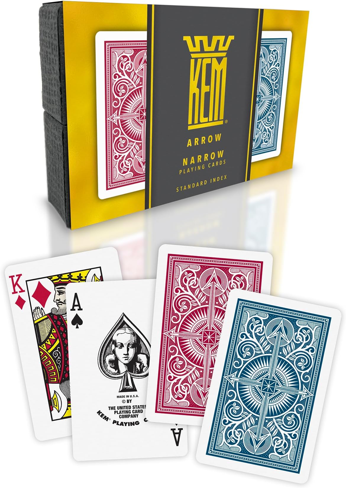 Arrow Red and Blue Plastic Playing Cards, Standard Index, Bridge Size, Premium, Casino Grade Poker, 2 Decks