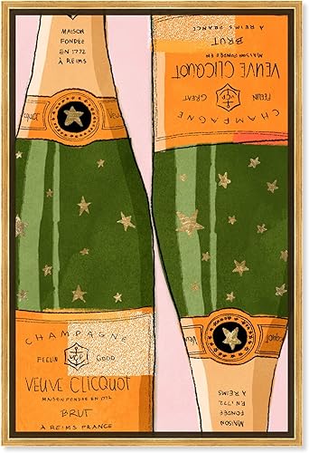 Miniatura 1 de The Oliver Gal Artist Co. Drinks and Spirits - Lienzo decorativo para pared, diseño de champán brillante, 40.0 x 60.0 in, color verde, naranja