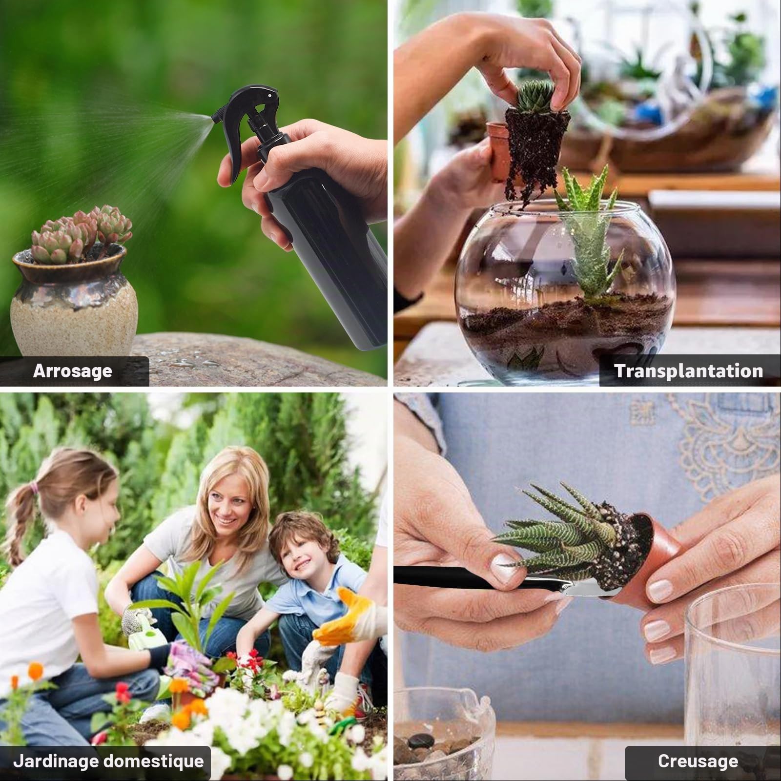 Kit D'outils de Jardin, 17 Pièces Mini Outils de Jardinage avec Pliable Tapis de Rempotage Outils Succulentes Kit D'outils pour Bonsai avec Sac de Rangement à Main pour Intérieur Extérieur