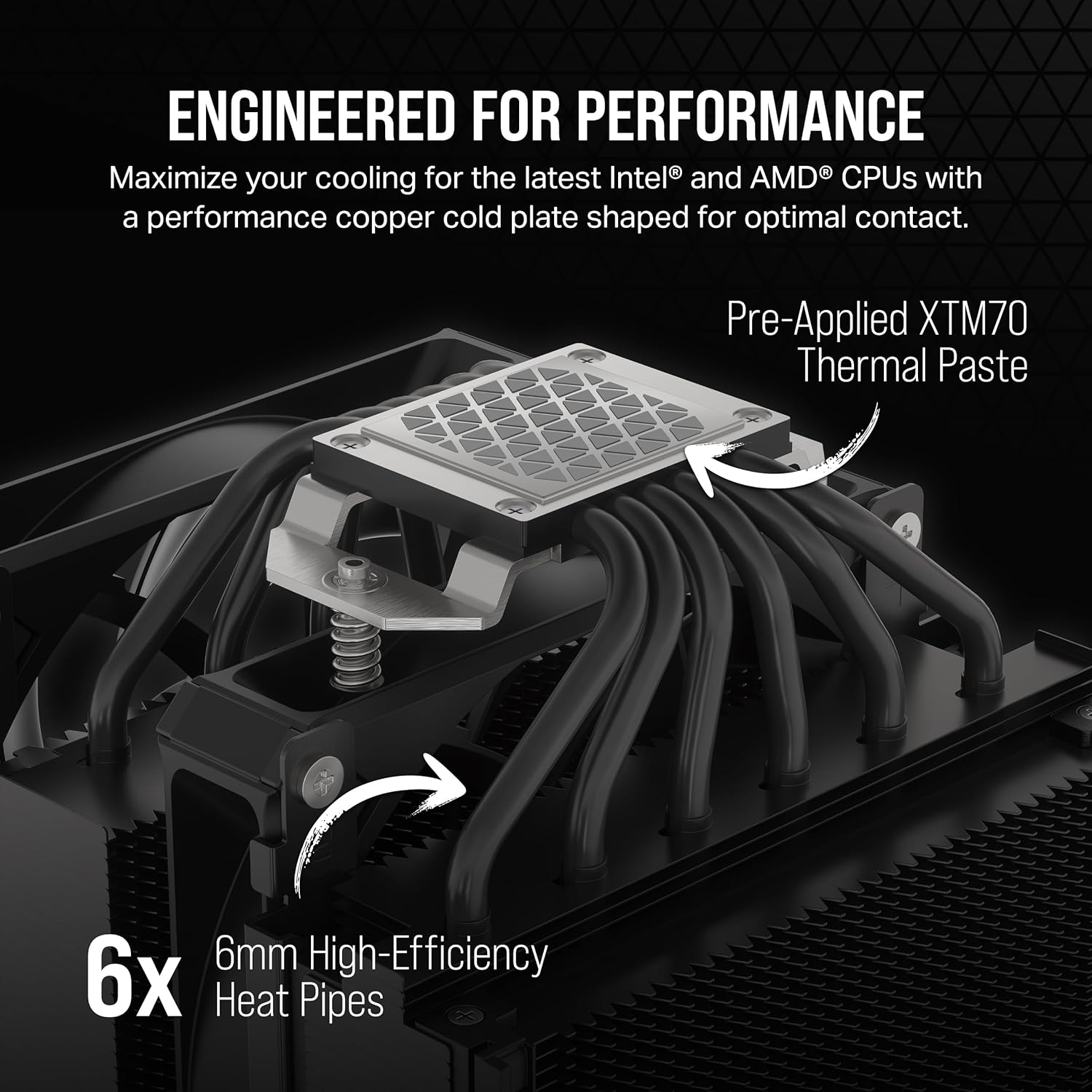 CORSAIR A115 High-Performance Tower CPU Air Cooler — Cools up to 270W TDP - Slide-and-Lock Fan Mount - Two Corsair AF140 Elite Fans - Easy to Install - Pre-Applied Thermal Paste — Black