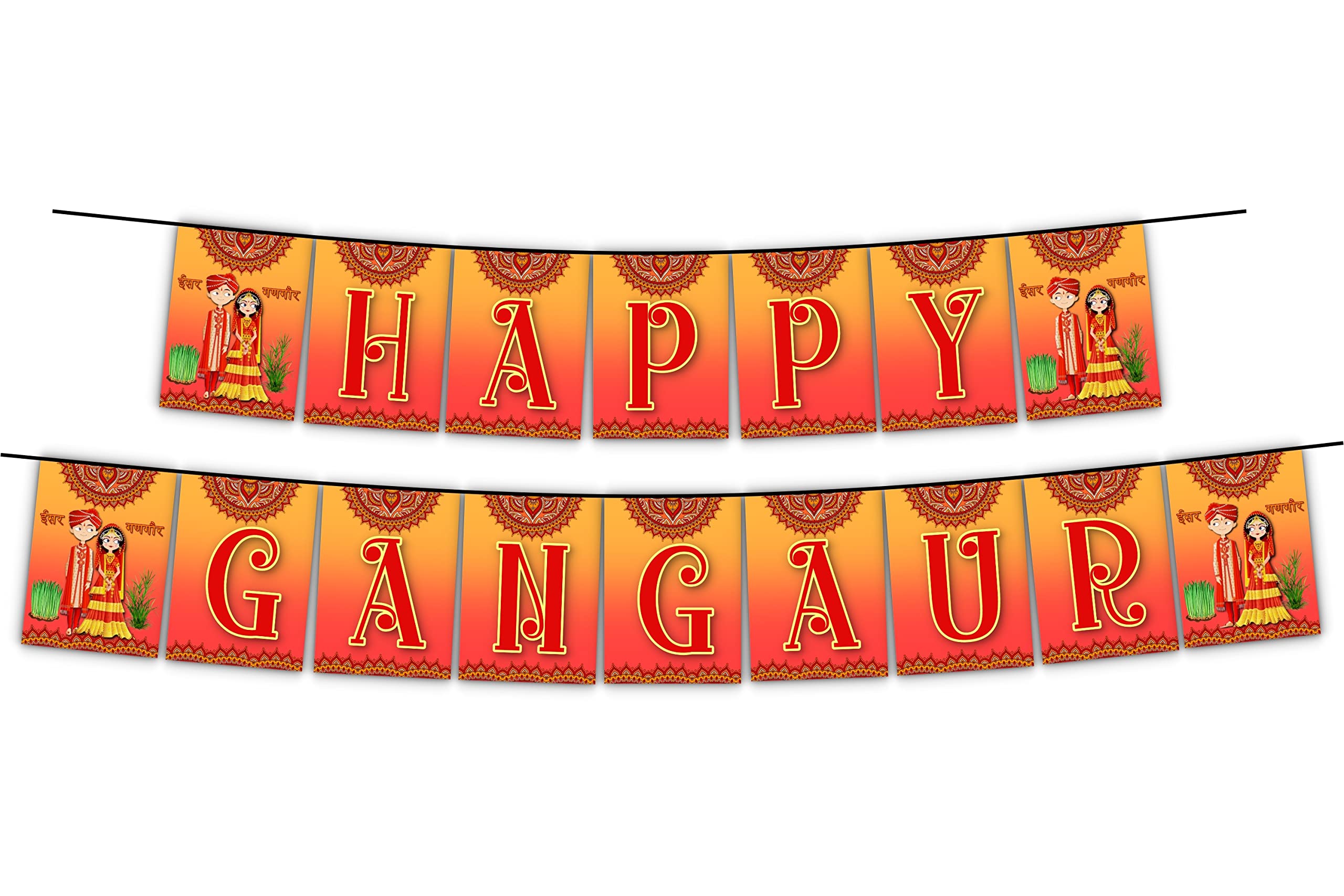 Atpata Funky Happy Gangaur Festival Foil Balloon Decorations for Gangour theme Marwadi Rajasthani Function Party Supplies (Happy Gangaur, Banner)