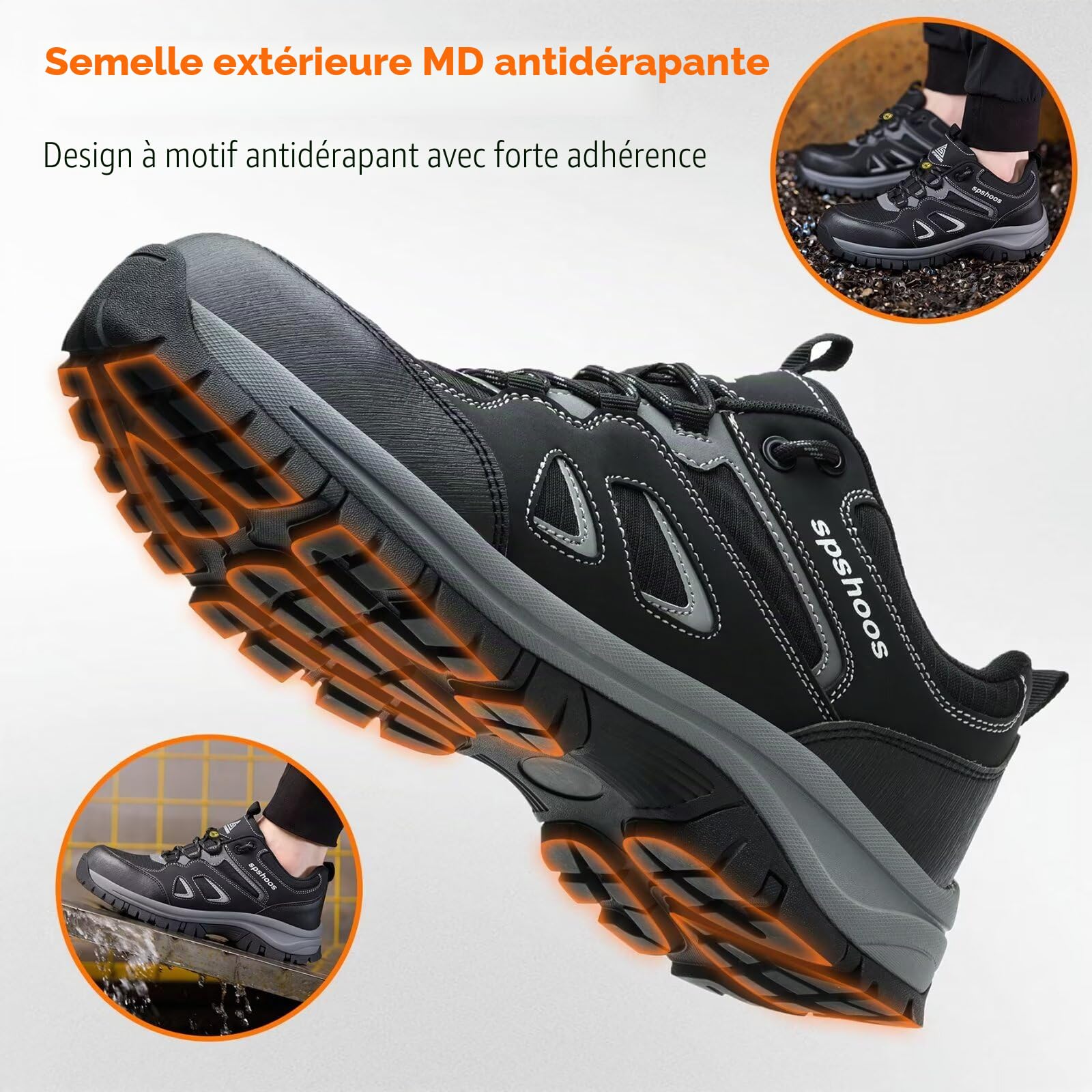 Chaussures de Sécurité Hommes Femme S1P ESD Chaussure de Travail Légère Baskets Sécurité Embout Acier Protection Cuisine
