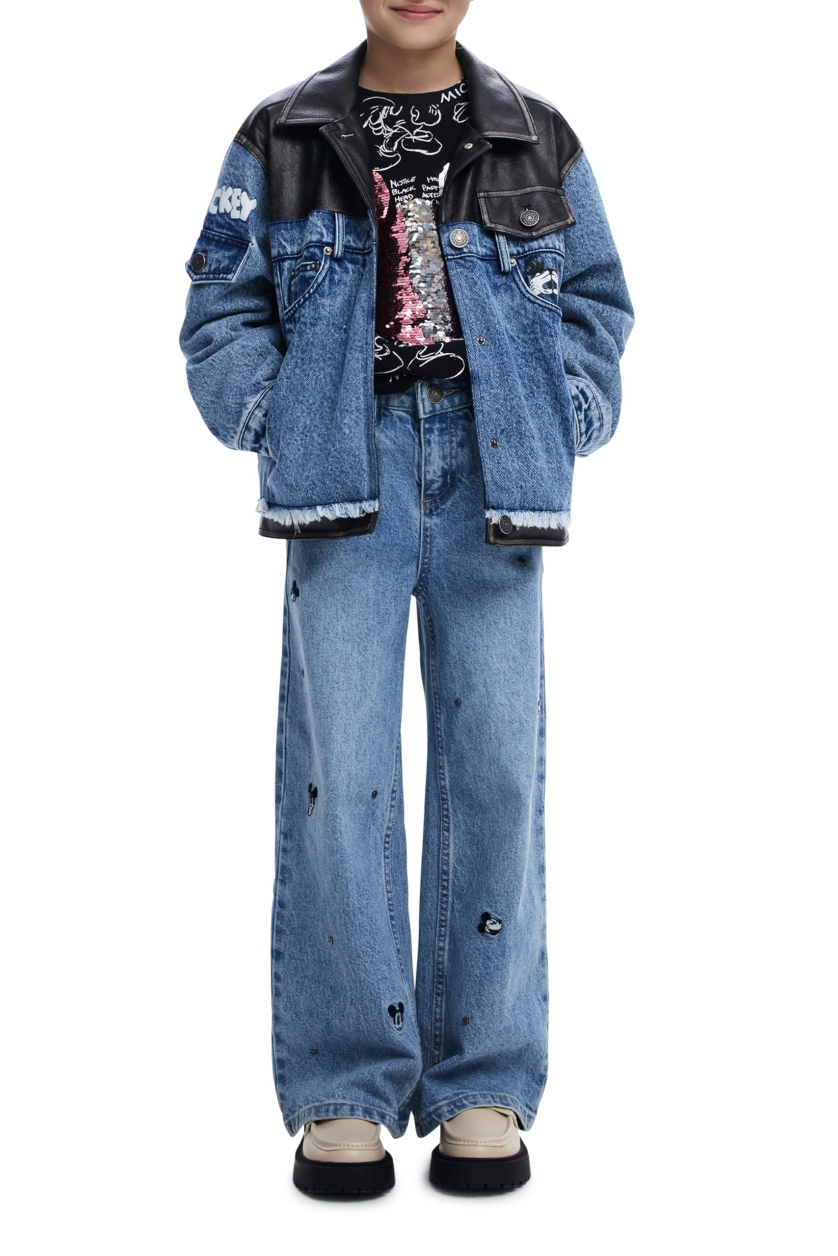 Desigual Mädchen Bleu Jeansjacke, Sunny Mickey