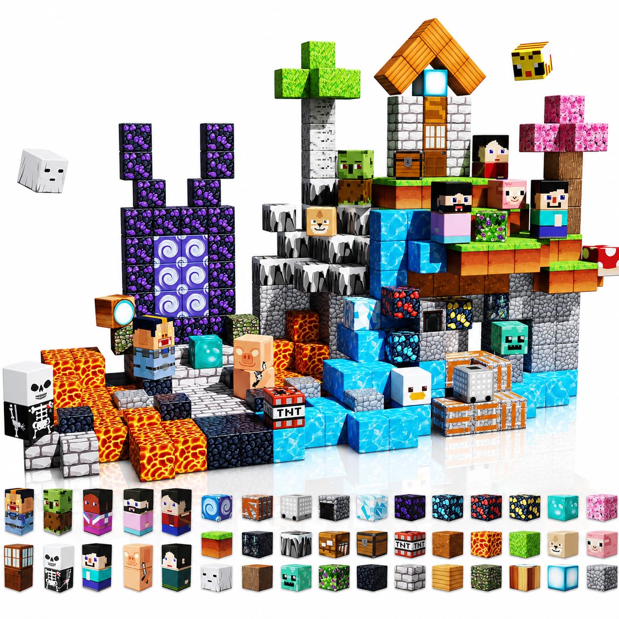 Magneverse 150 PCS 0.8in Magnetic Blocks - Magnet Toys, Magnetic Building Blocks Cubes, Stacking Magnets, School STEM Toys Birthday Gifts for Boys and Girls Age 3+ Years Old (Theme: Adventure World) Adventure World 150 pcs