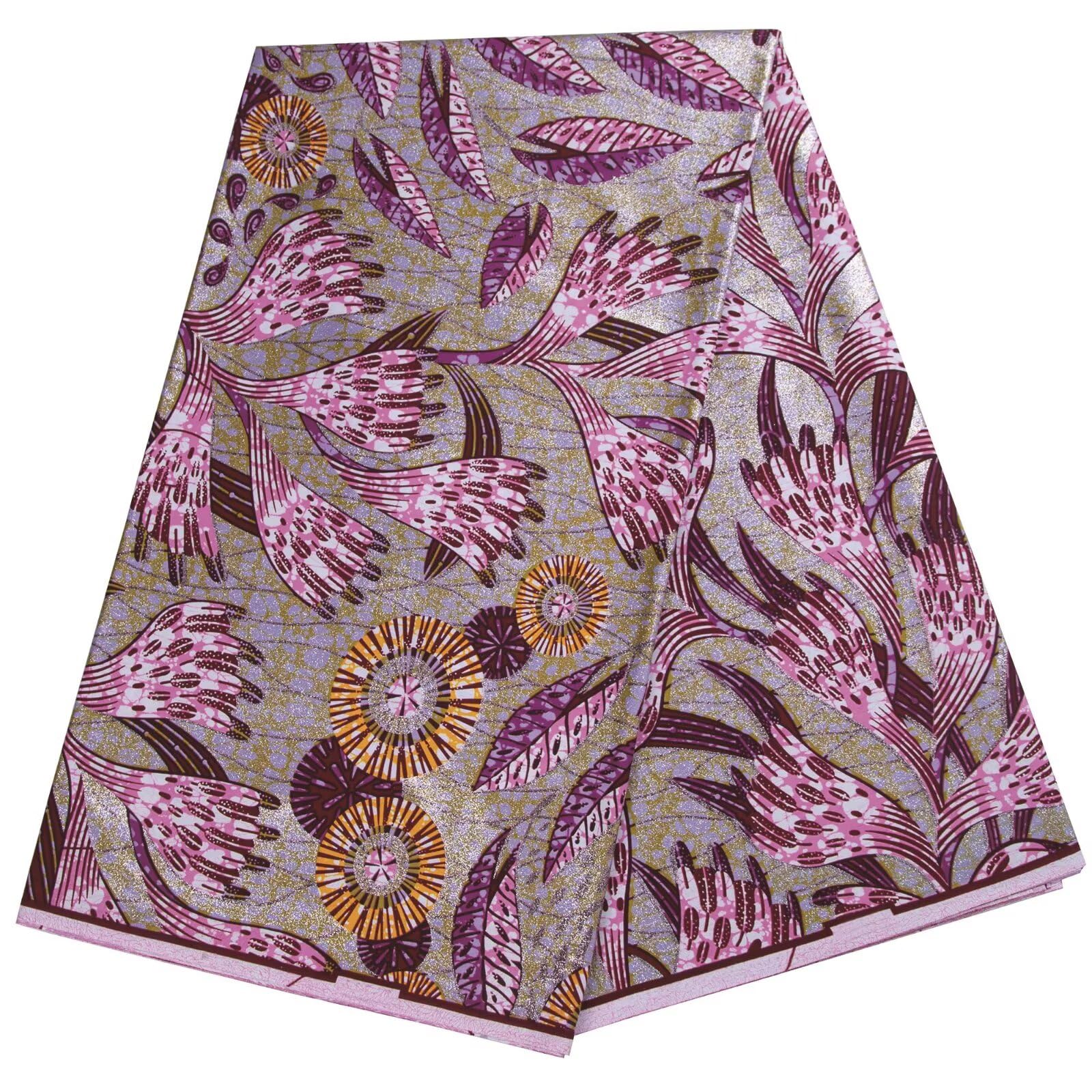 Hollandaiswax Men's Fs1568-W African Fabric 6 Yard Wax Batik Glitter Gold Bronzing Cotton Ankara Fabric Kente Cloth Diy Dress 1568