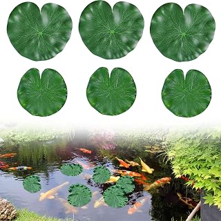 Nuqin 6 Pcs Green Floating Lily Pads Realistic Durable Floating Pond Plants Perfect for Garden Pond Fountain Pond Ornaments Aquarium and Swimming Pool Decoration