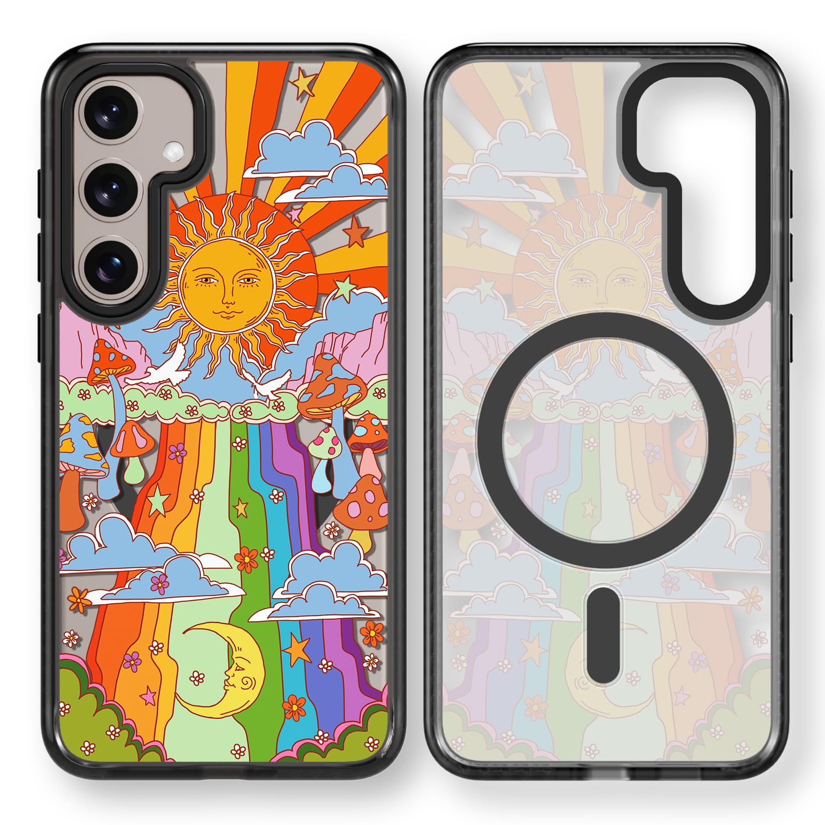 Rosarnnah Magnetic for Samsung Galaxy S24 Magsafe Case Cute Aesthetic - Fashion Funny Mushroom Print Cover - Durable Shockproof Protective Phone Case