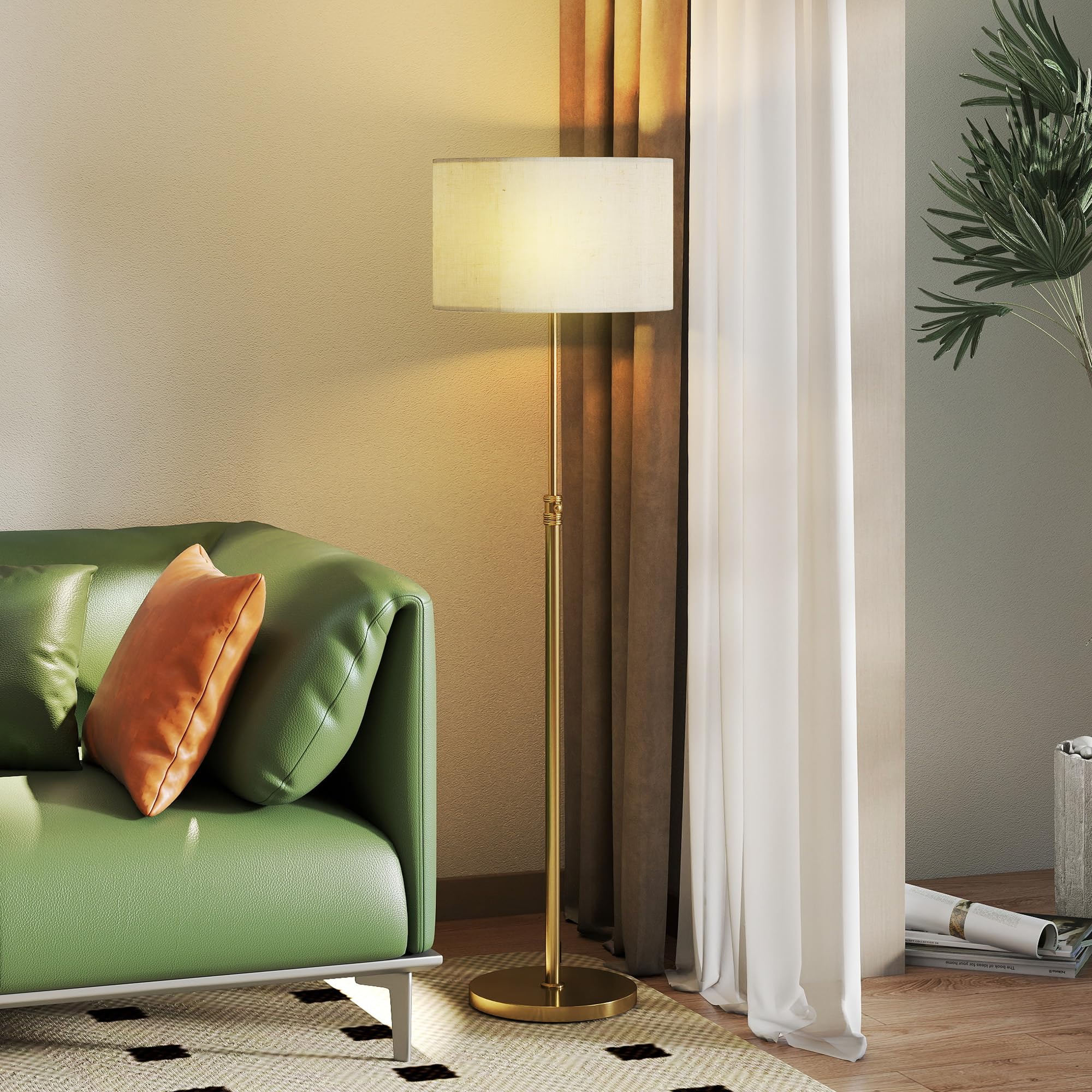 HOMCOM Gold Floor Lamp - Dimmable - Adjustable Color Temperature