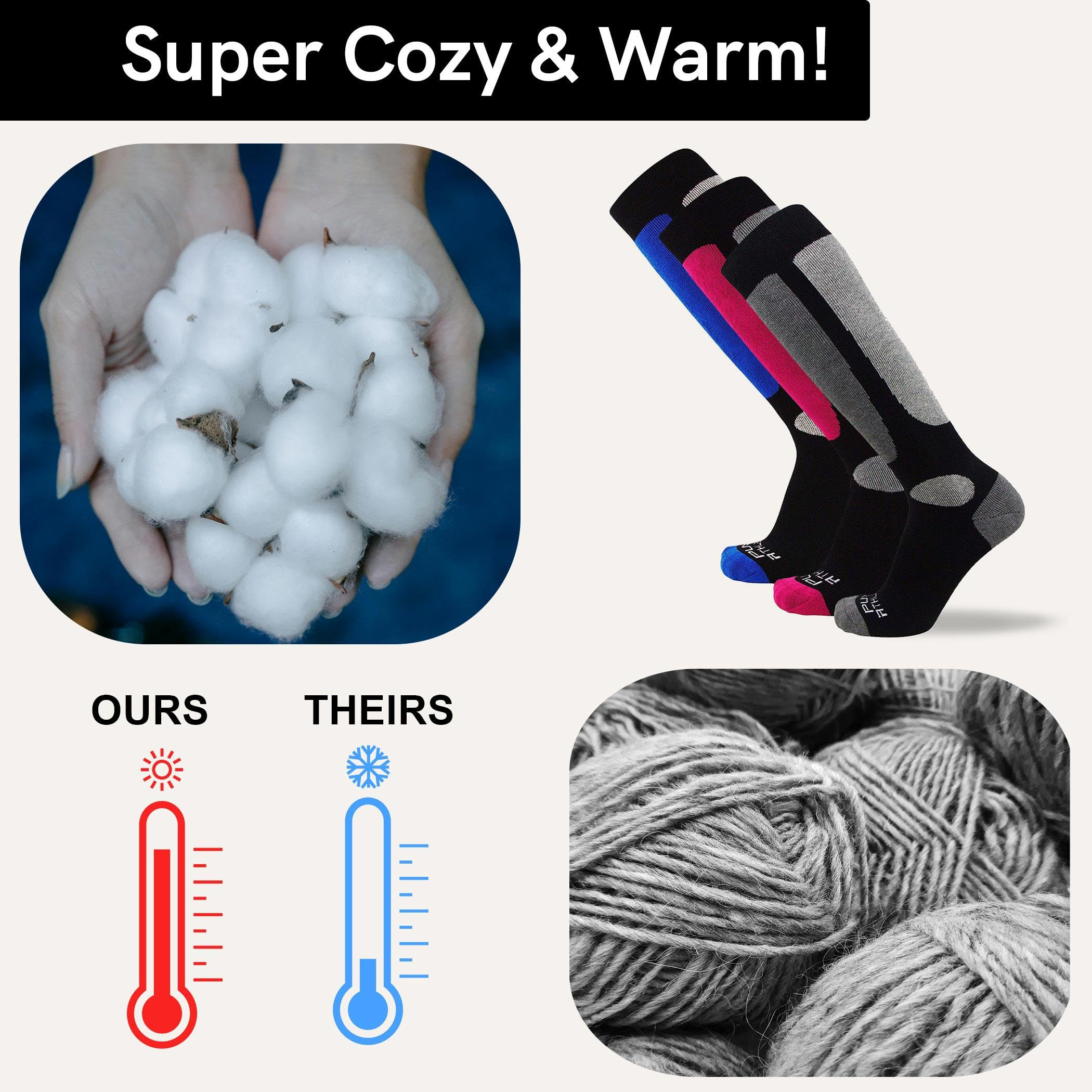 Value - Calcetines de esquí para hombre y mujer (snowboard, invierno, clima frío) - Negro - L/XL