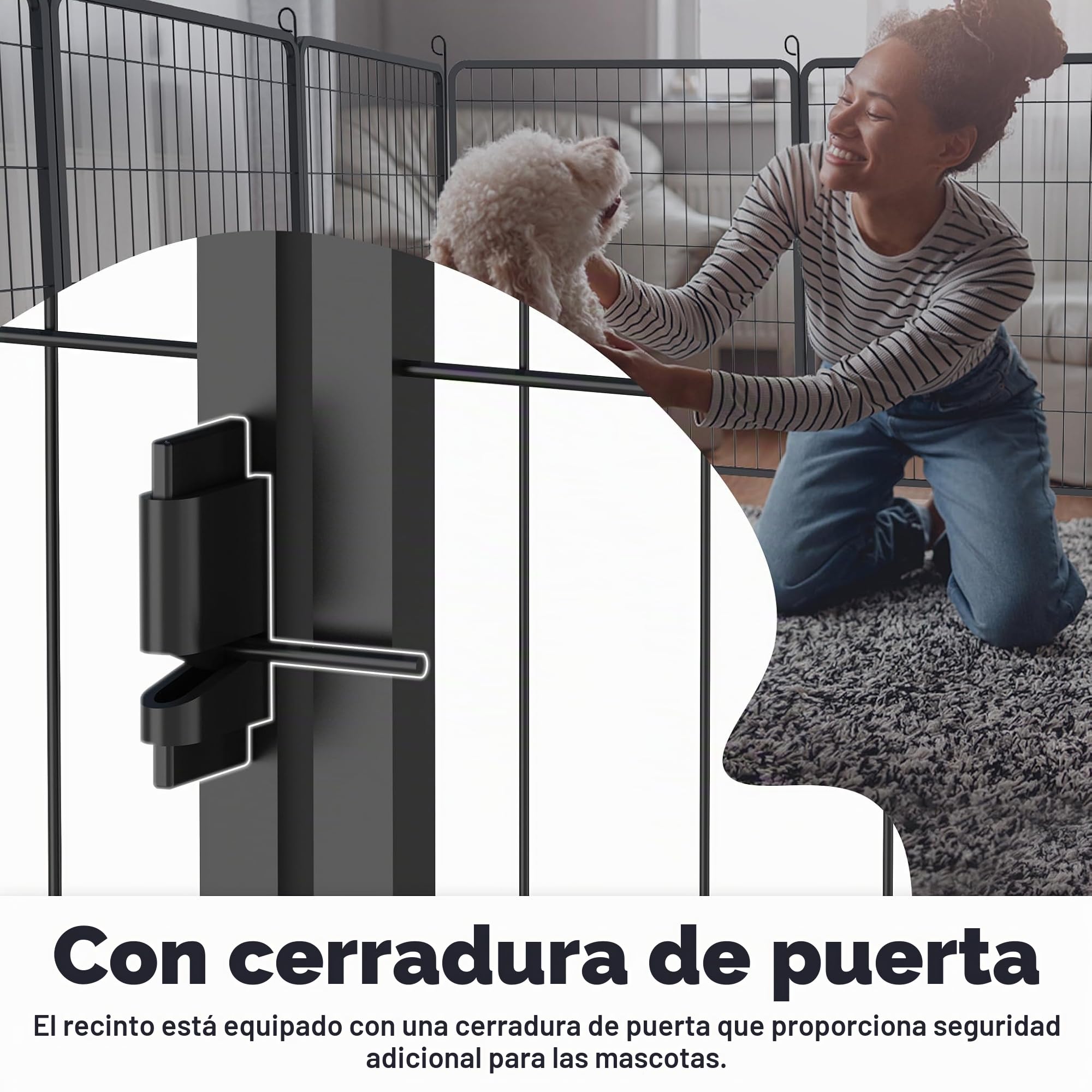UISEBRT Parque para cachorros con puerta, flexible, plegable, para perros, gatos, cachorros, conejos (80 x 80 cm, 8 unidades)