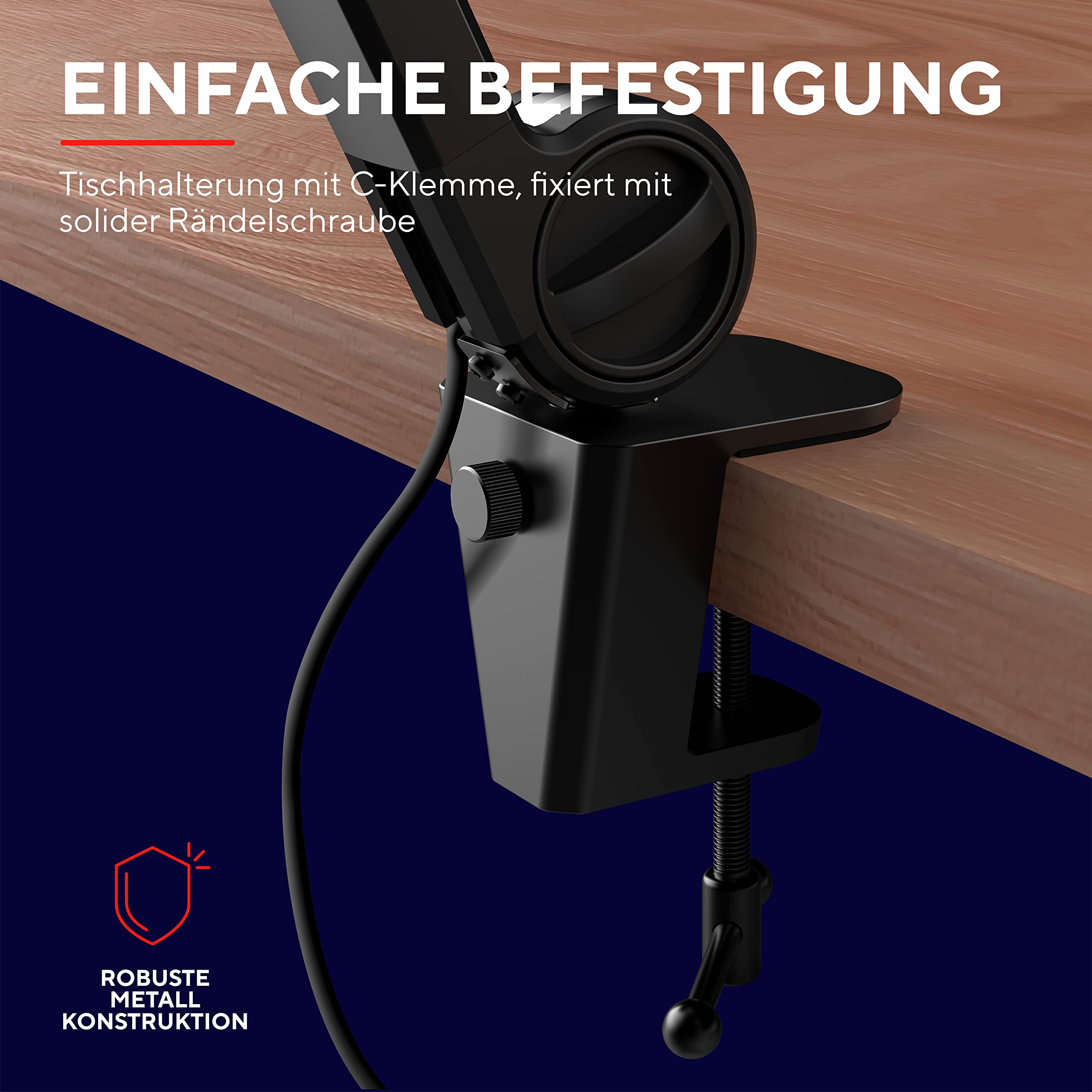 Trust Gaming GXT 255Plus Onyx Professionelles Mikrofon mit Arm, Nierencharakteristik, Popfilter, USB, LED, Schwarz