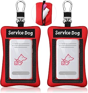 Oudain 2 Pcs Service Dog ID Holder Identification Service Dog Clip on Badge Holder Display Your Doggy Zippered Pouch Carry Small Items Clip on Badge Pocket with Card Slot