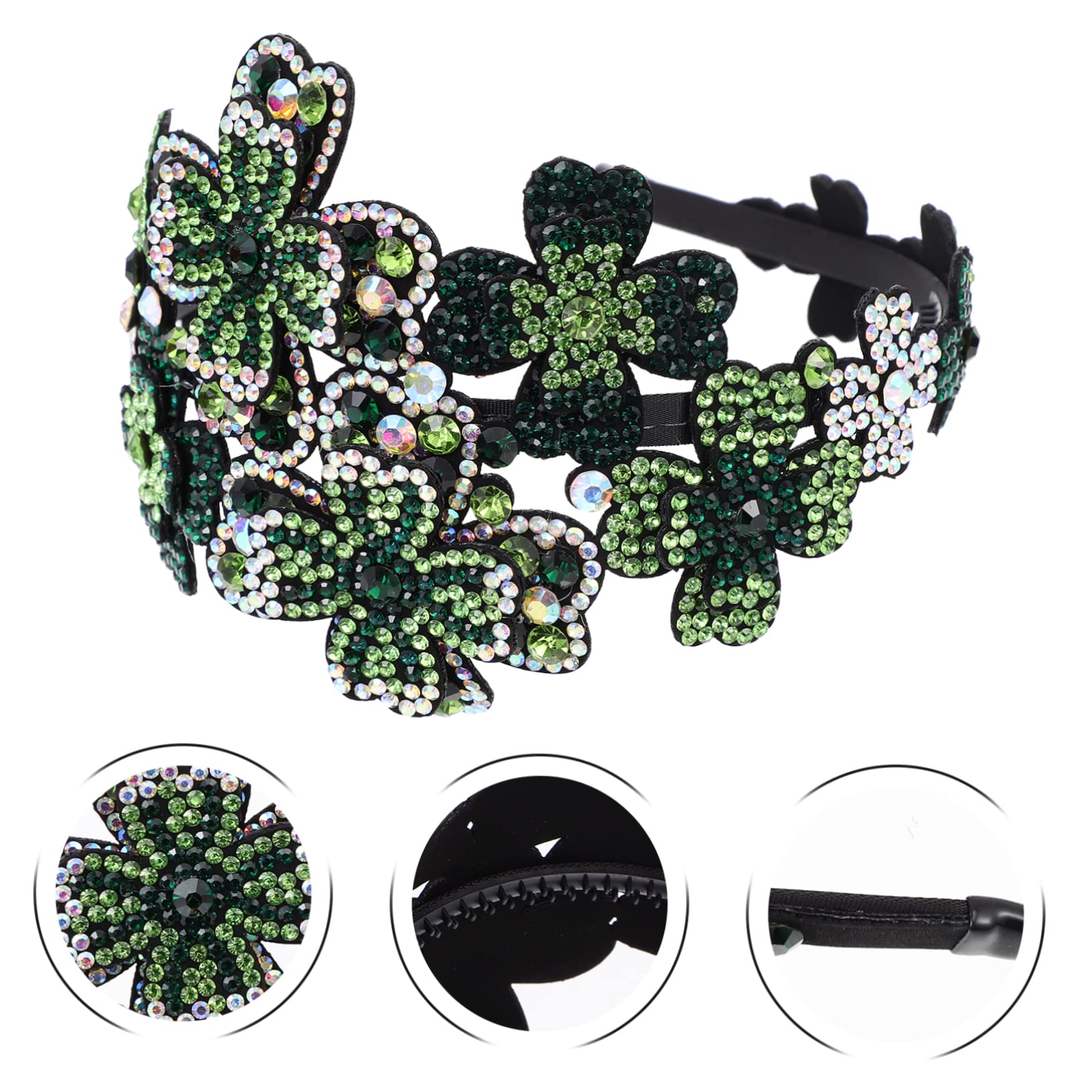 Diadema Ancha Flores y Gemas de Imitación para Mujeres