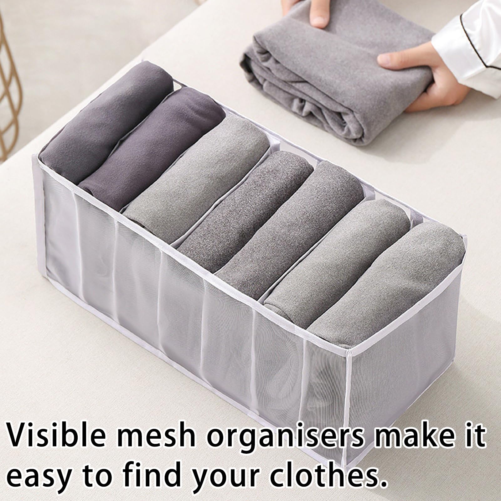 Organisateurs Tiroirs Pliables – Lot De 6 – Tissu Beige – Pour Sous-vêtements, Chaussettes, Lingerie – Dressing